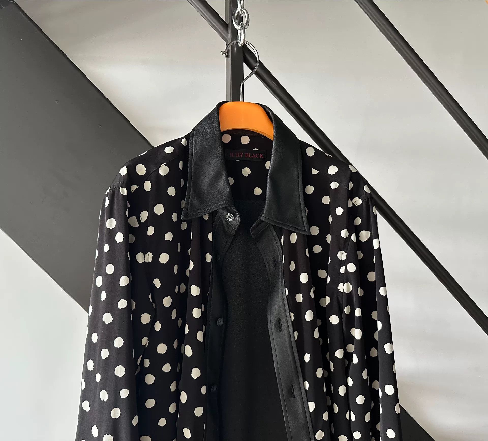Japanese Brand Jury Black Polka Dot Shirt Size US L / EU 52-54 / 3 - 2 Thumbnail