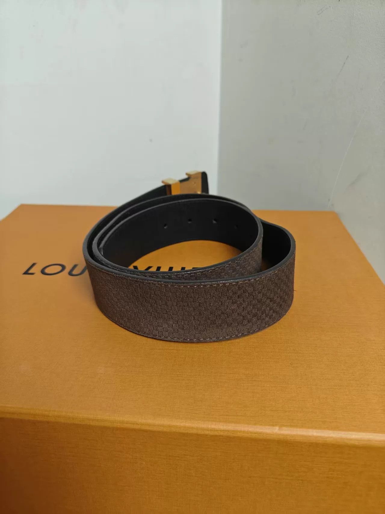 Japanese Brand Authentic LV Monogram Belt with Gold Buckle Size ONE SIZE - 2 Thumbnail