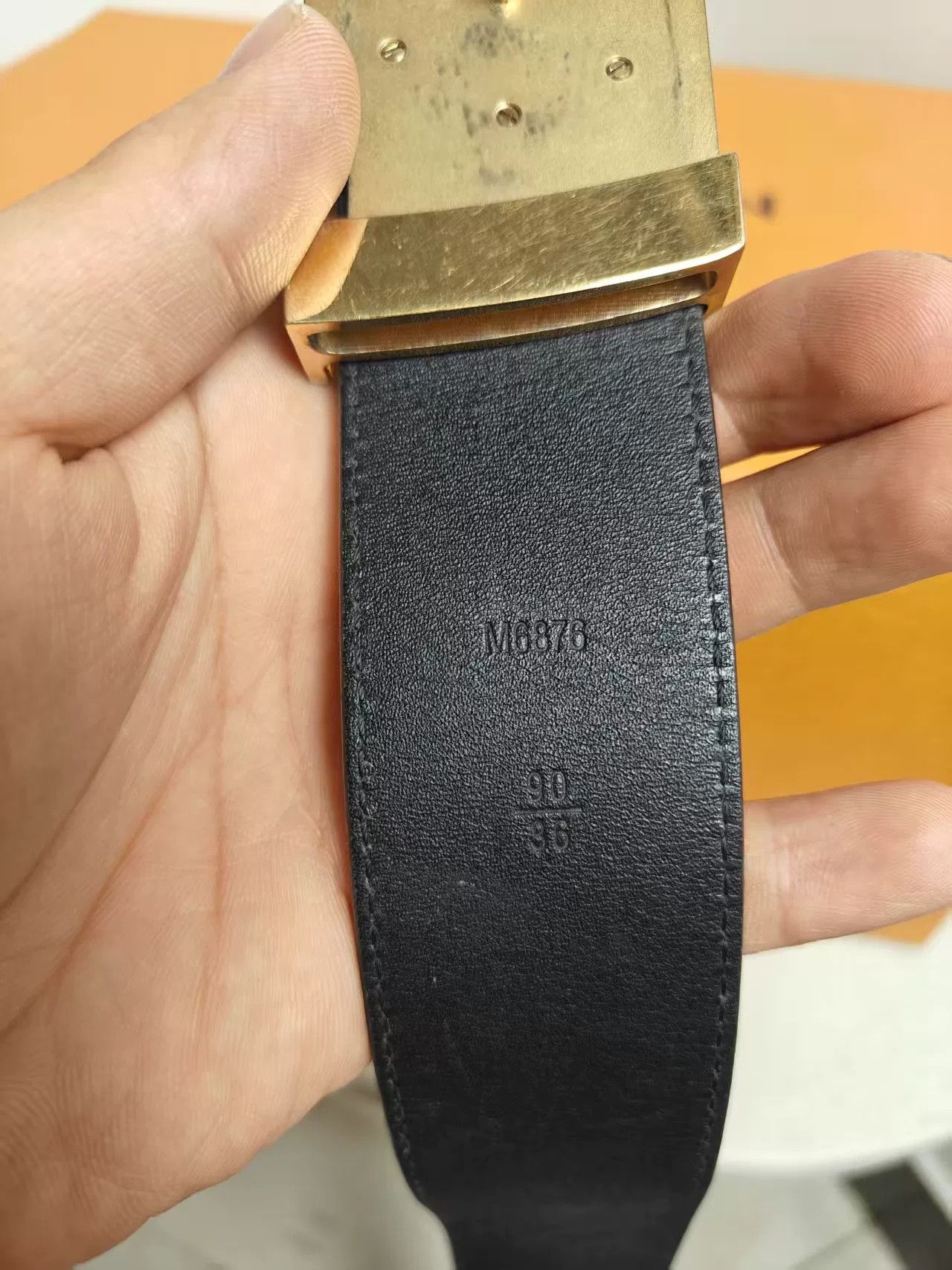 Japanese Brand Authentic LV Monogram Belt with Gold Buckle Size ONE SIZE - 3 Thumbnail