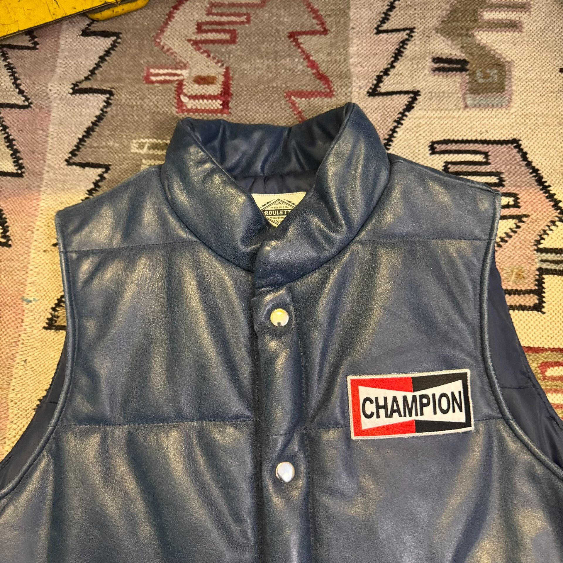 Vintage Japanese Roulette Champion Leather Vest Size US L / EU 52-54 / 3 - 2 Thumbnail