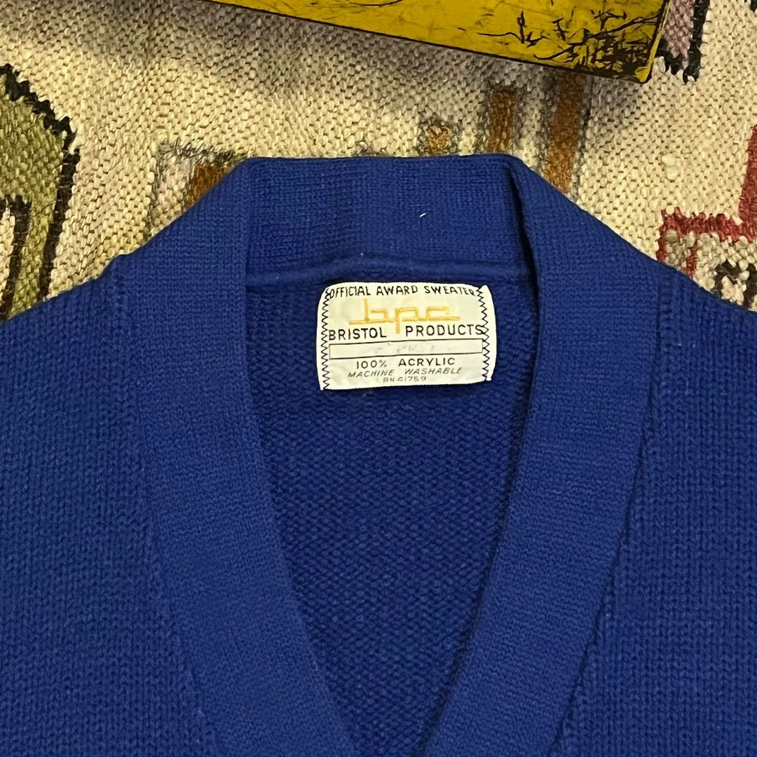 Vintage 70s Vintage Letterman Sweater in Blue Size US M / EU 48-50 / 2 - 3 Thumbnail