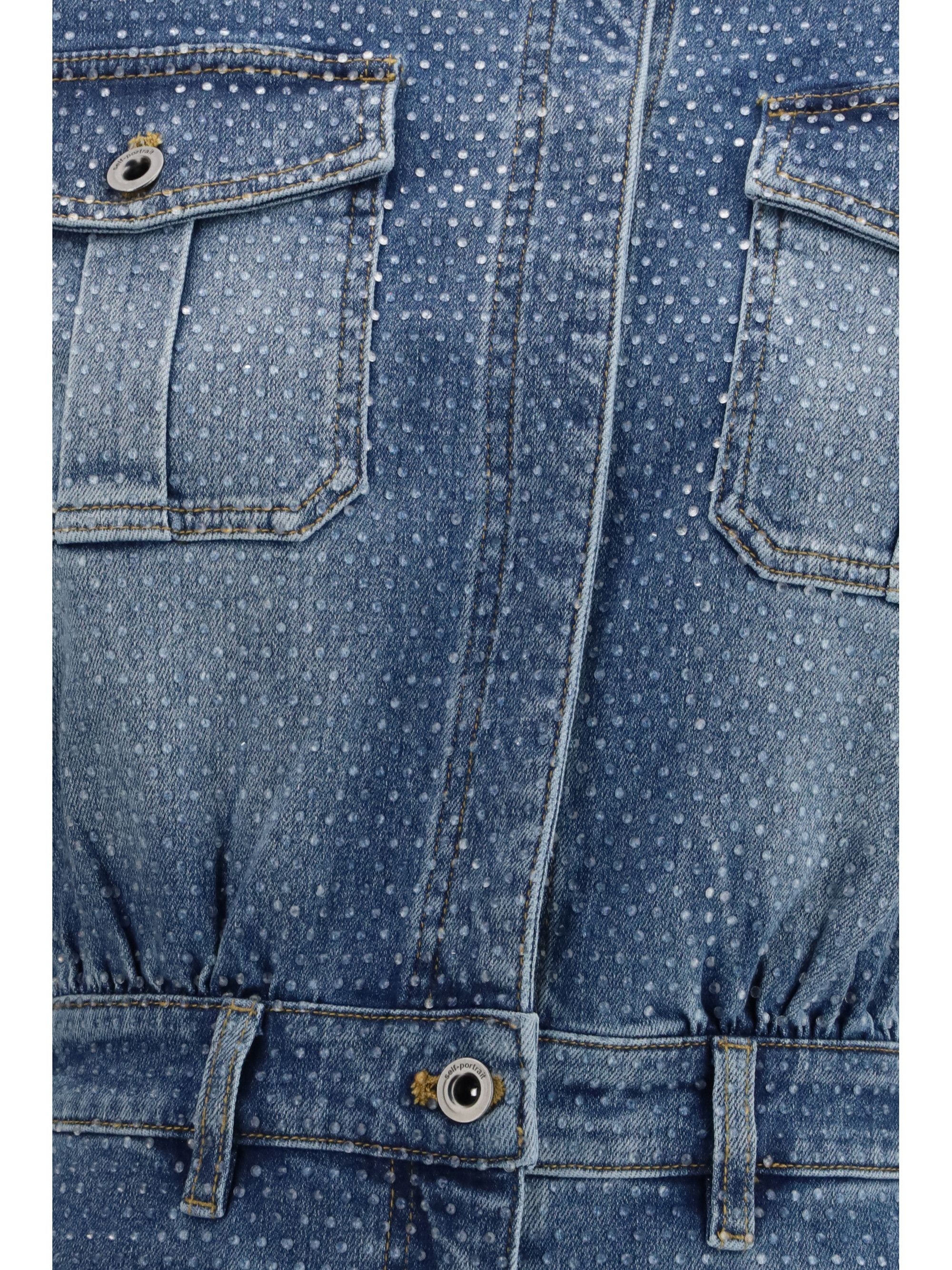 Self-Portrait Rhinestone denim Playsuit Size 28" / US 6 / IT 42 - 3 Thumbnail