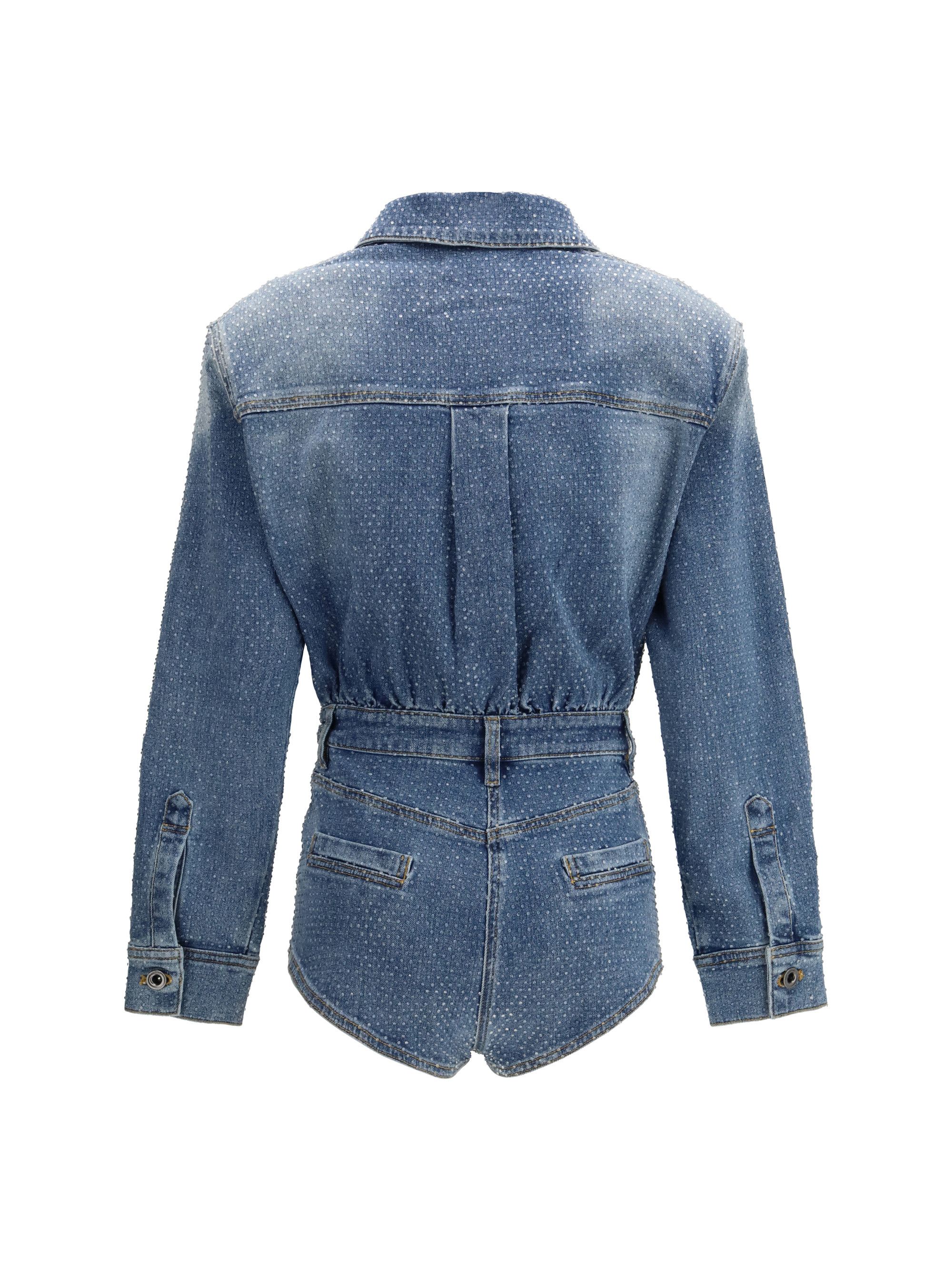 Self-Portrait Rhinestone denim Playsuit Size 28" / US 6 / IT 42 - 2 Thumbnail