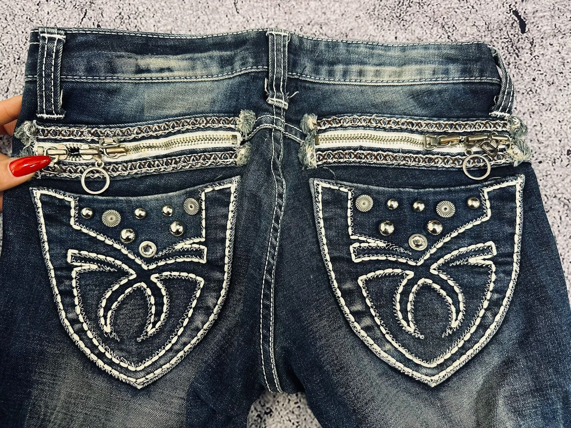 Japanese Brand Rock Revival Vintage Wash Straight Leg Jeans Size 24" / US 00 / IT 34 - 7 Thumbnail