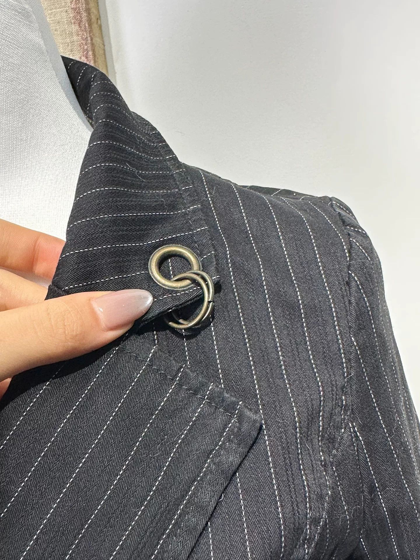 Japanese Brand Stylish Black Striped Waistcoat Jacket Size S / US 4 / IT 40 - 3 Thumbnail