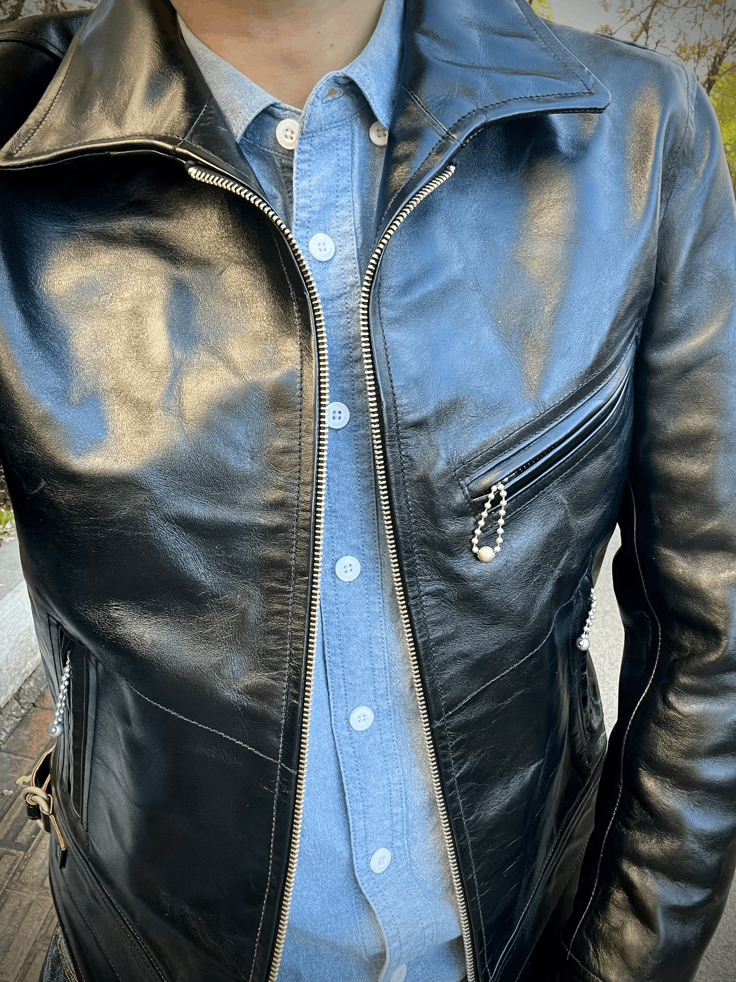 Japanese Brand Black Leather Jacket by Haijue Size US M / EU 48-50 / 2 - 2 Thumbnail