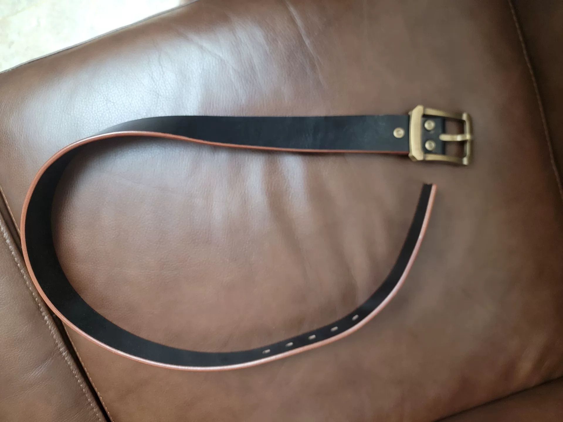 Japanese Brand Leather Belt with Brass Buckle for Men Size ONE SIZE - 2 Thumbnail