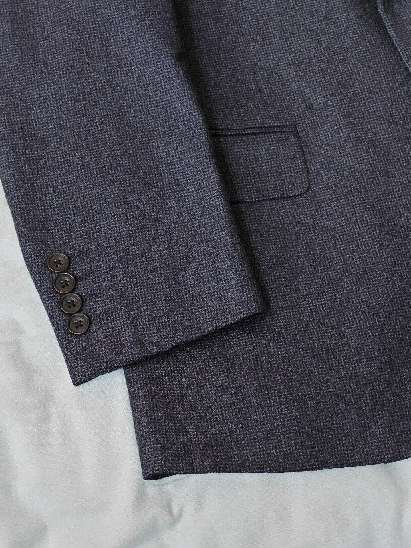 Japanese Brand Italian Wool Custom Suit in Blue Black Size US M / EU 48-50 / 2 - 2 Thumbnail