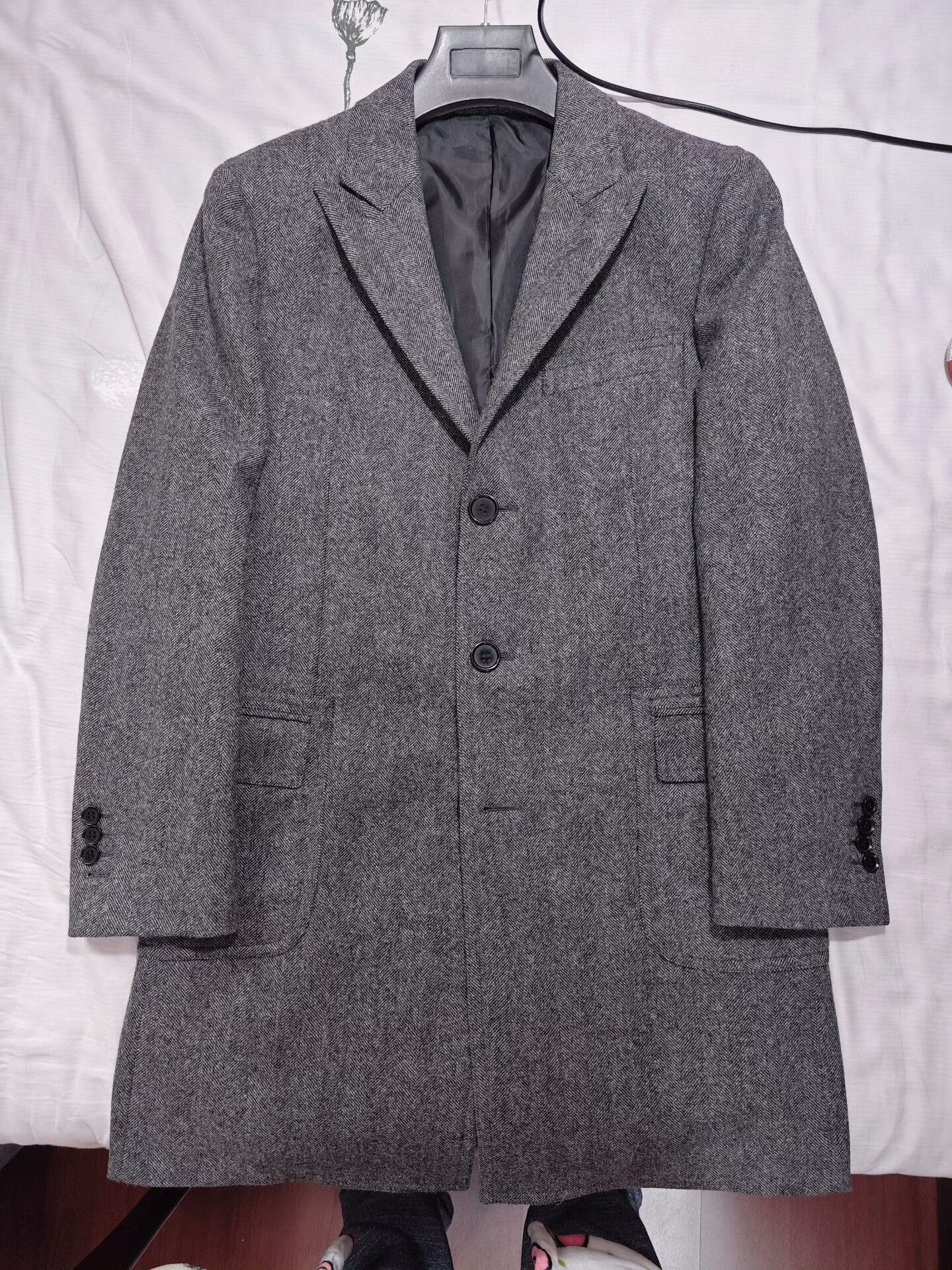 Japanese Brand Custom Gray Tweed Wool Polo Coat Size US M / EU 48-50 / 2 - 5 Thumbnail