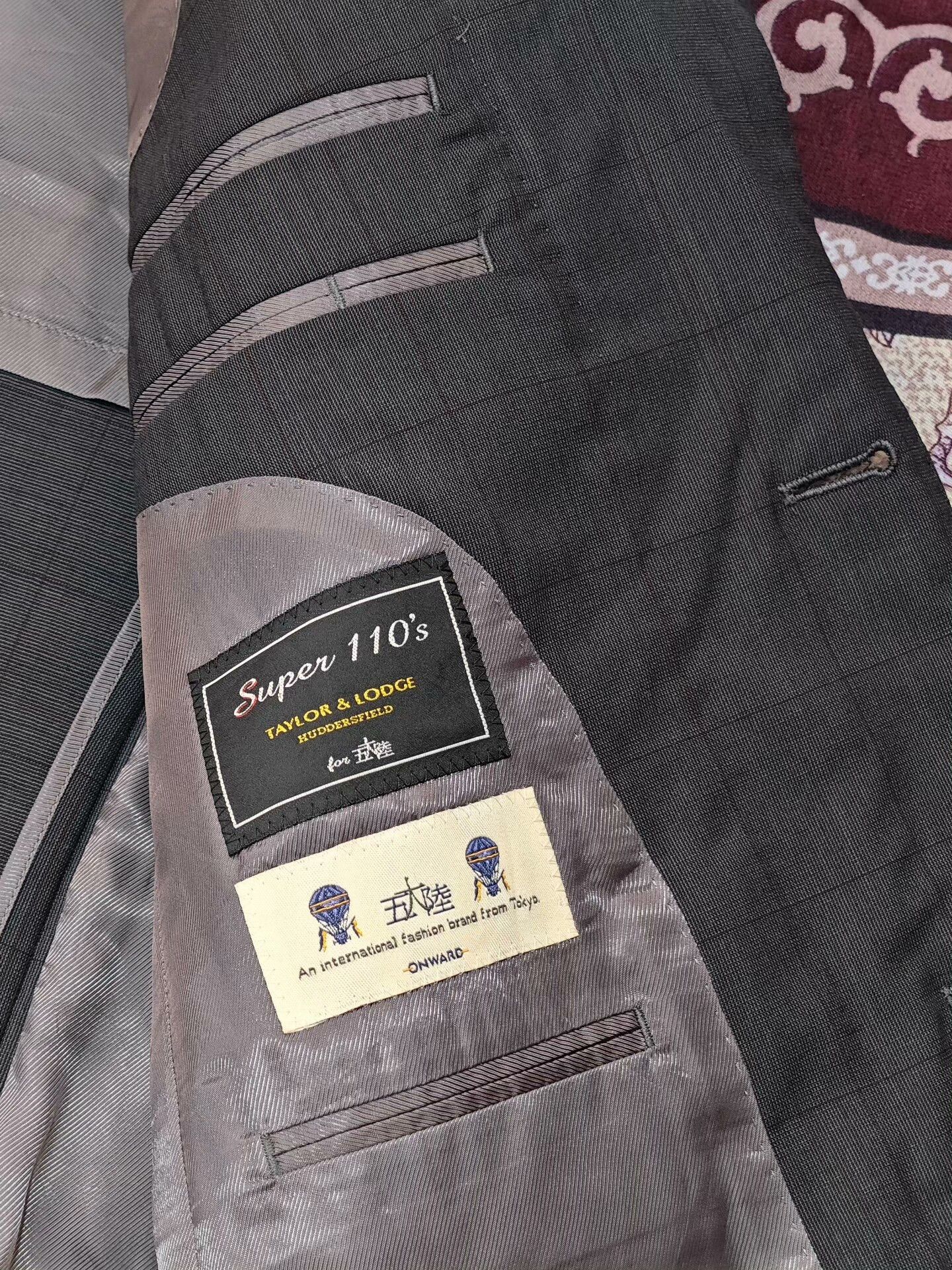Japanese Brand Taylor Lodge Gray Green Wool Blend Suit Size US L / EU 52-54 / 3 - 7 Thumbnail