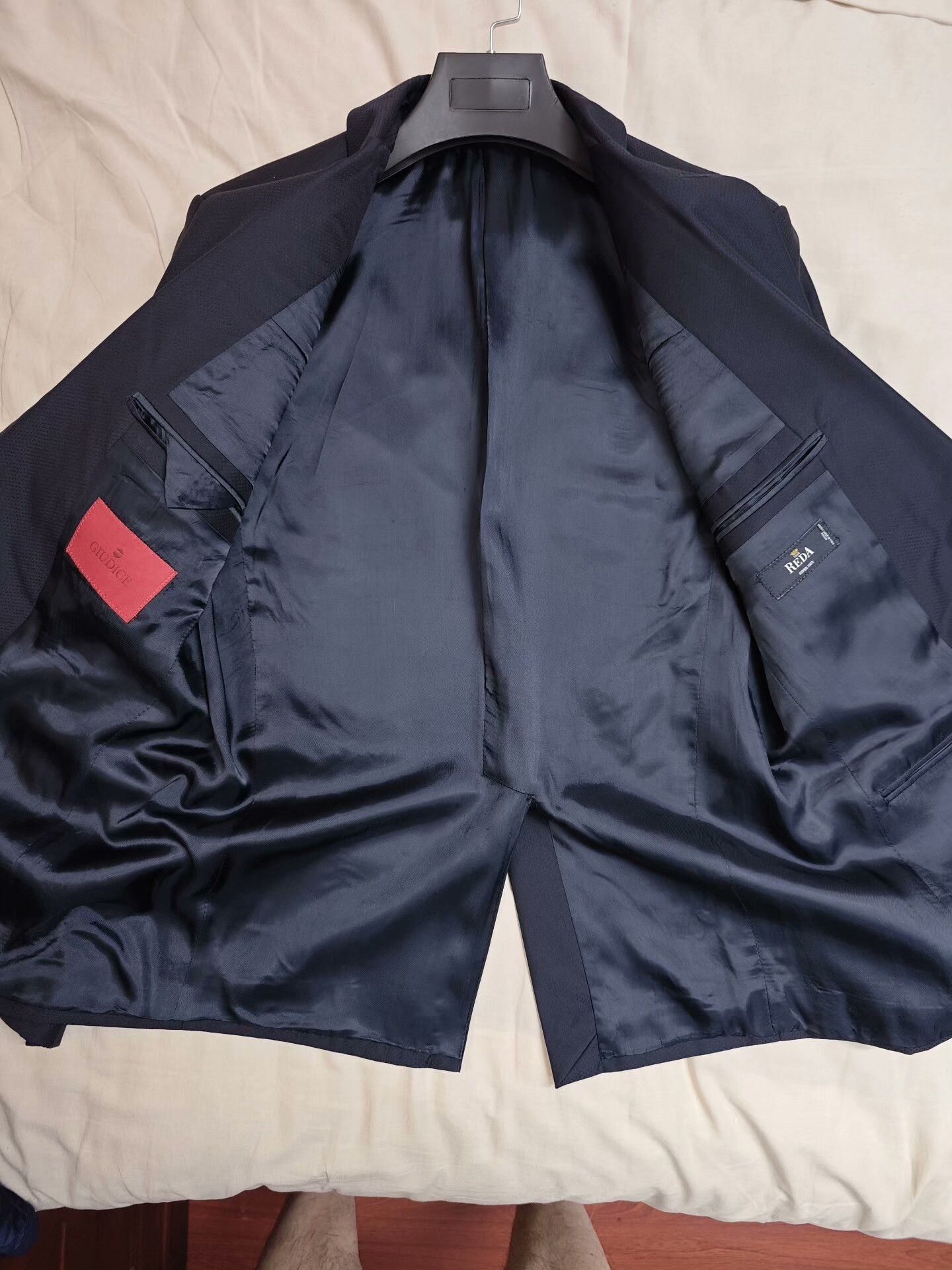 Japanese Brand Italian Giudice Wool Suit with Navy Pattern Size US M / EU 48-50 / 2 - 6 Thumbnail