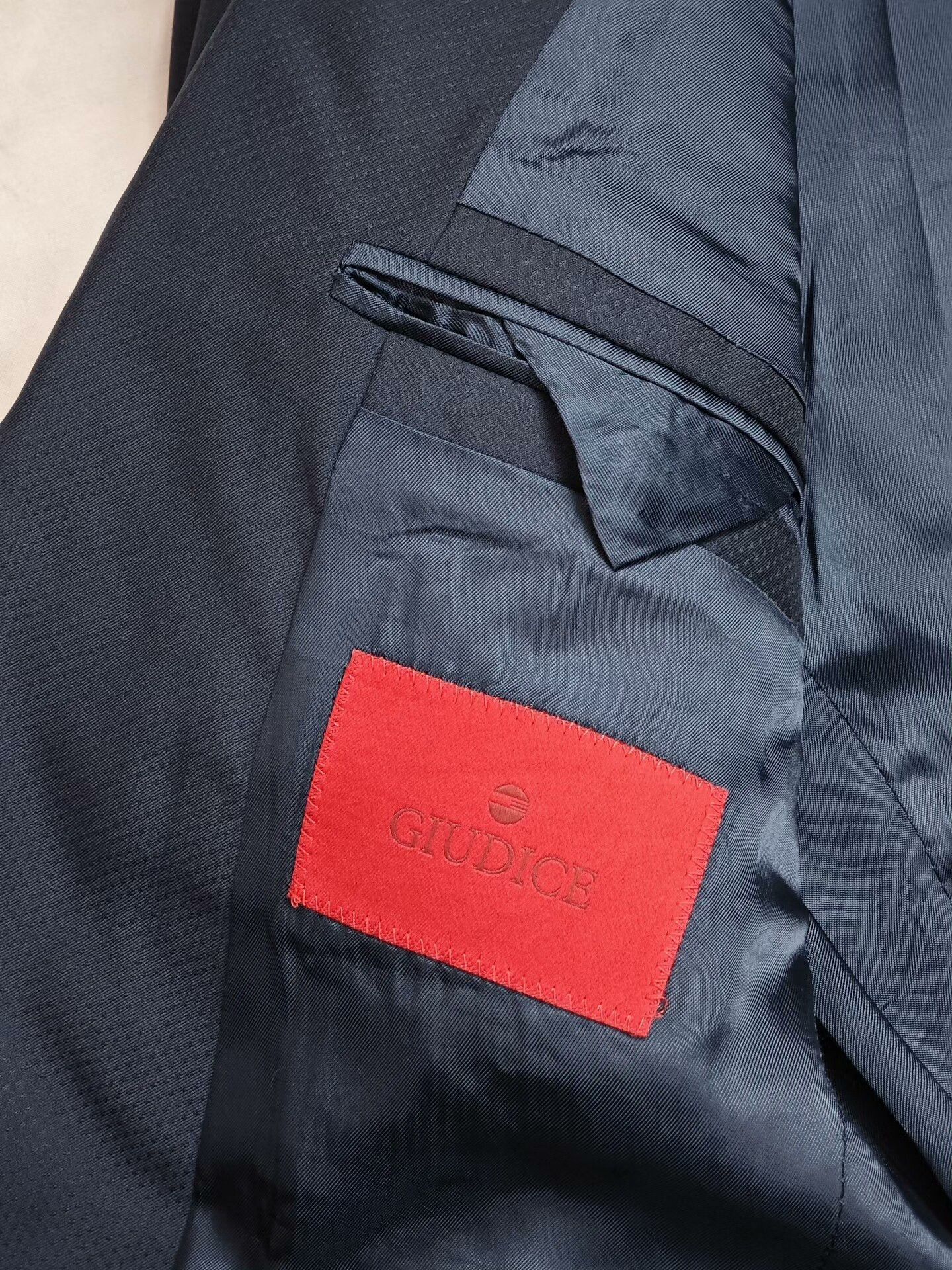 Japanese Brand Italian Giudice Wool Suit with Navy Pattern Size US M / EU 48-50 / 2 - 7 Thumbnail