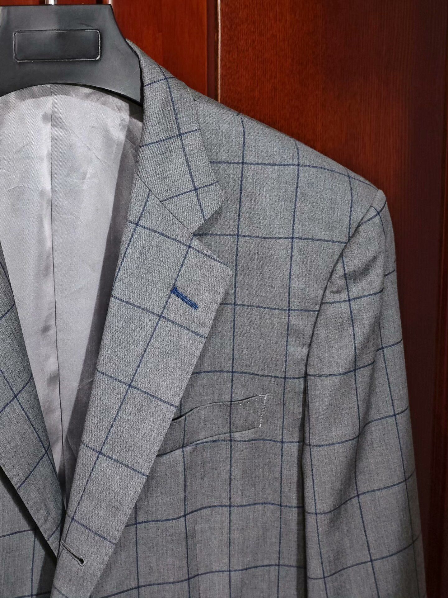 Japanese Brand Custom Italian Wool Suit with Blue Check Size US M / EU 48-50 / 2 - 2 Thumbnail