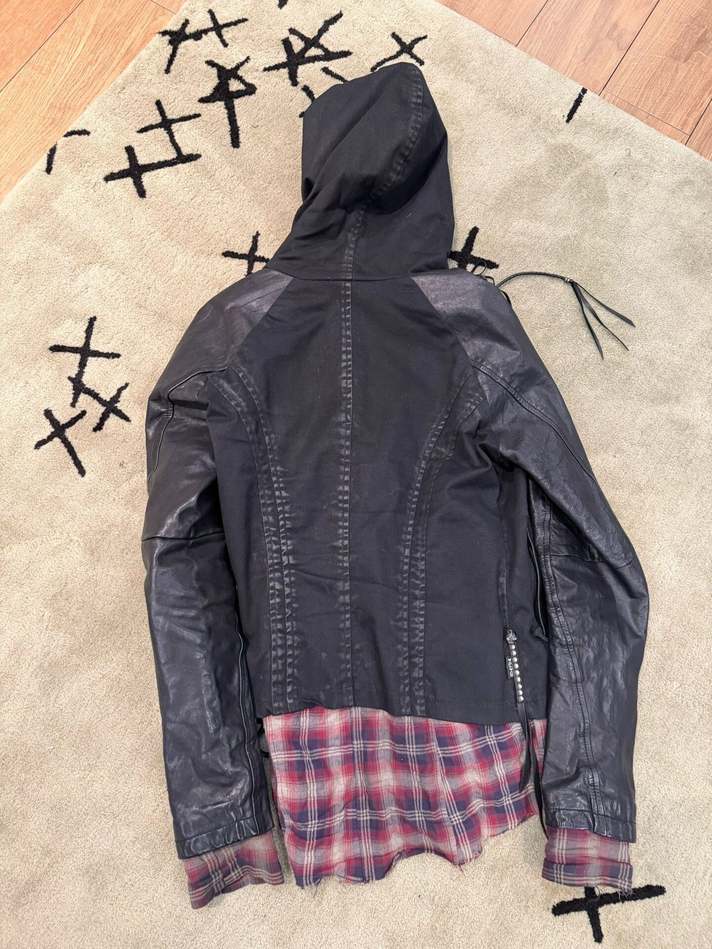 Japanese Brand Asymmetrical Collar Silk Plaid Jacket Size US S / EU 44-46 / 1 - 4 Thumbnail