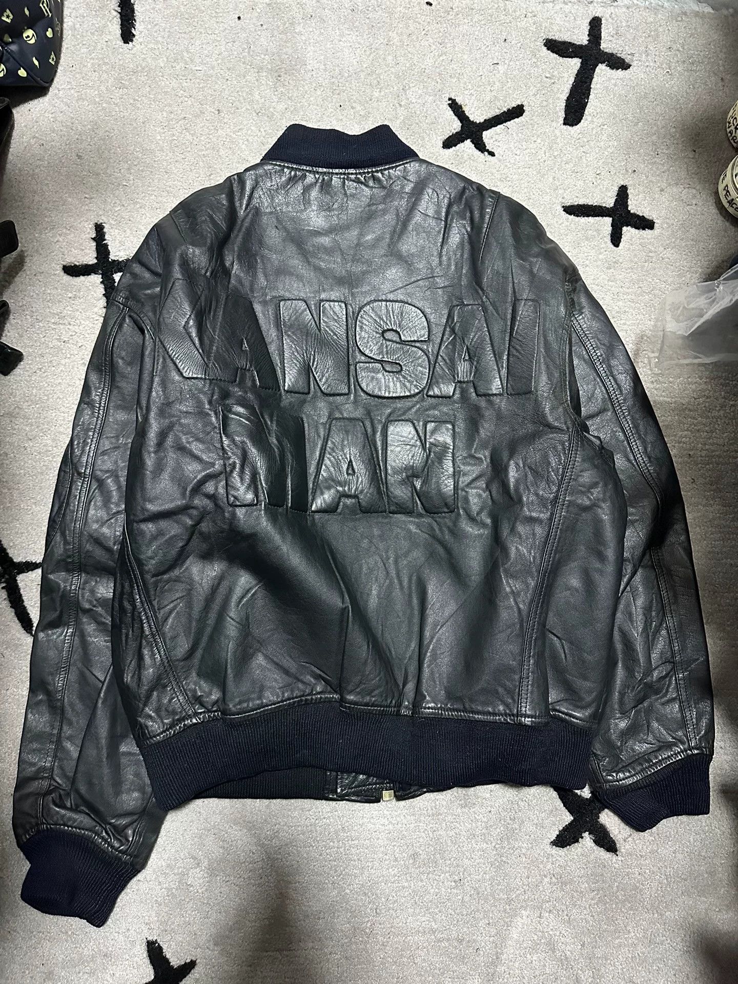 Japanese Brand Kansai Yamamoto 90s Leather Bomber Jacket Size US L / EU 52-54 / 3 - 5 Thumbnail