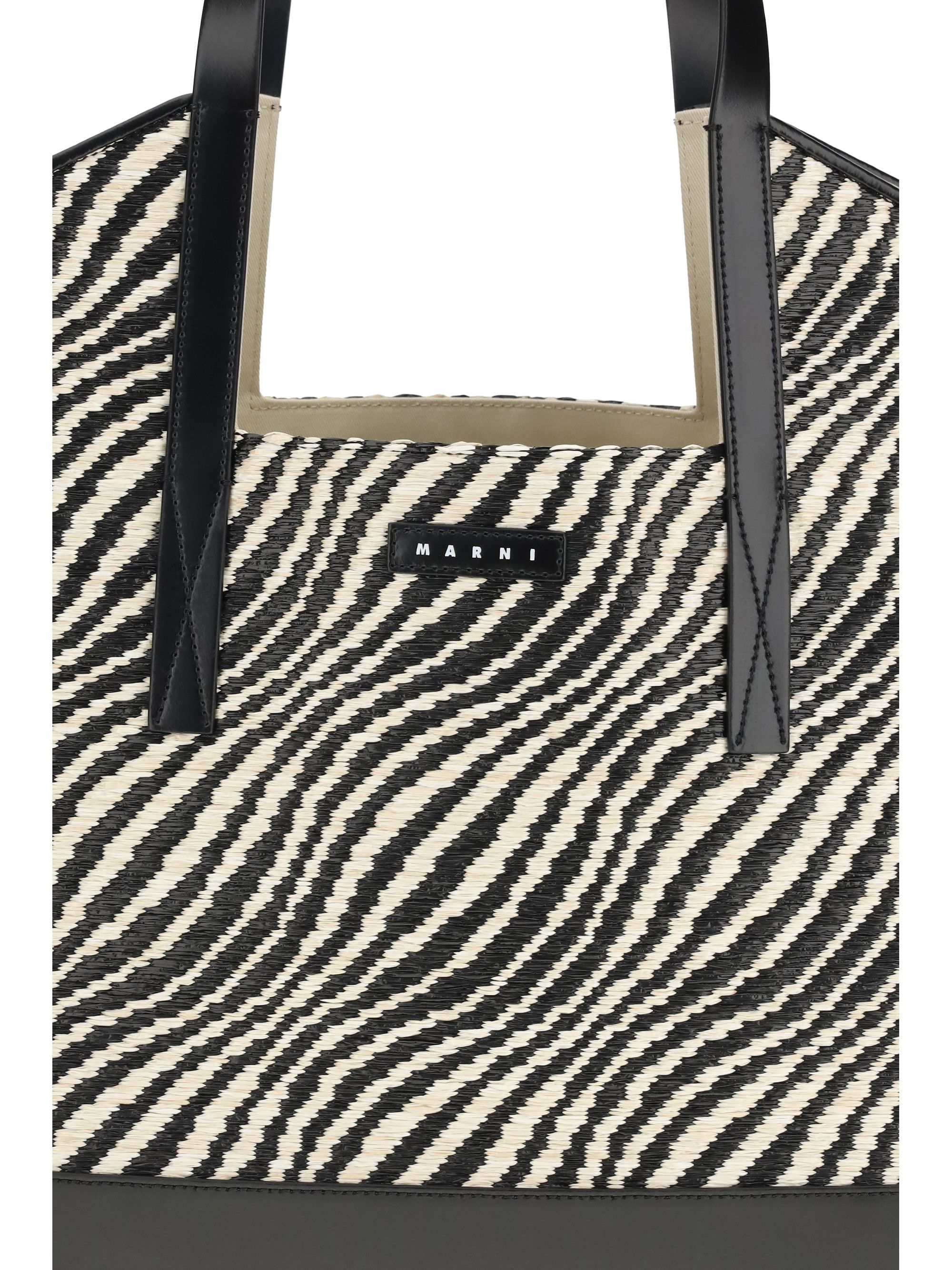 Marni Raffia effect fabric Tote Bag Size ONE SIZE - 4 Thumbnail