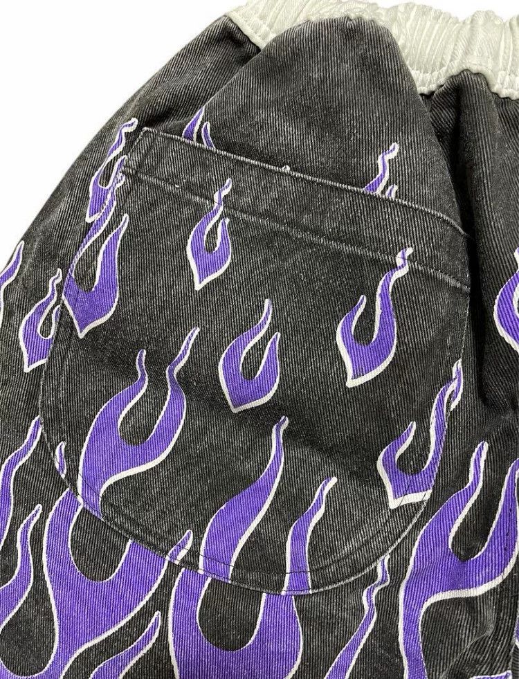 Vintage Purple Flame Print Easy Short Pants Size US 30 / EU 46 - 6 Thumbnail