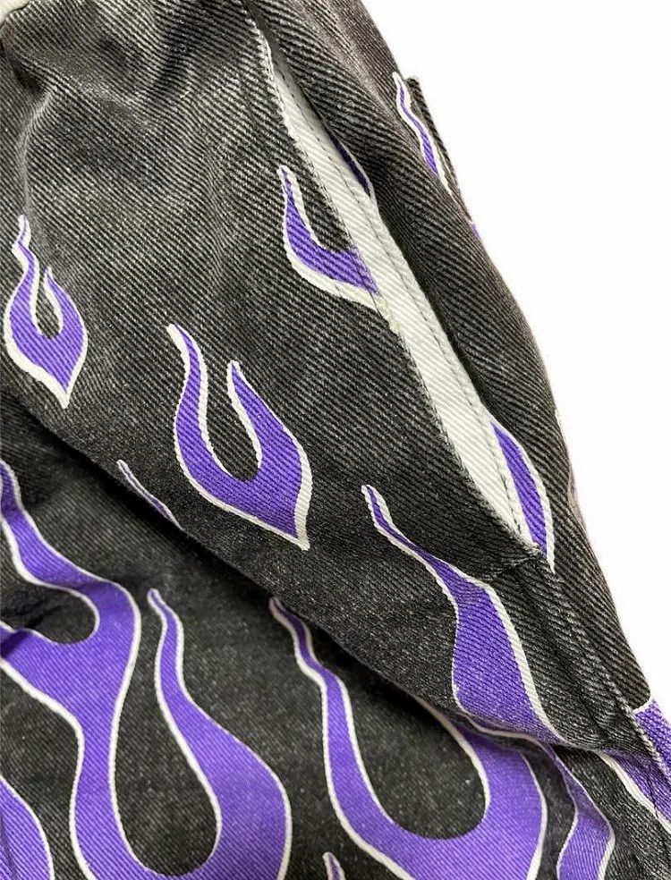 Vintage Purple Flame Print Easy Short Pants Size US 30 / EU 46 - 5 Thumbnail