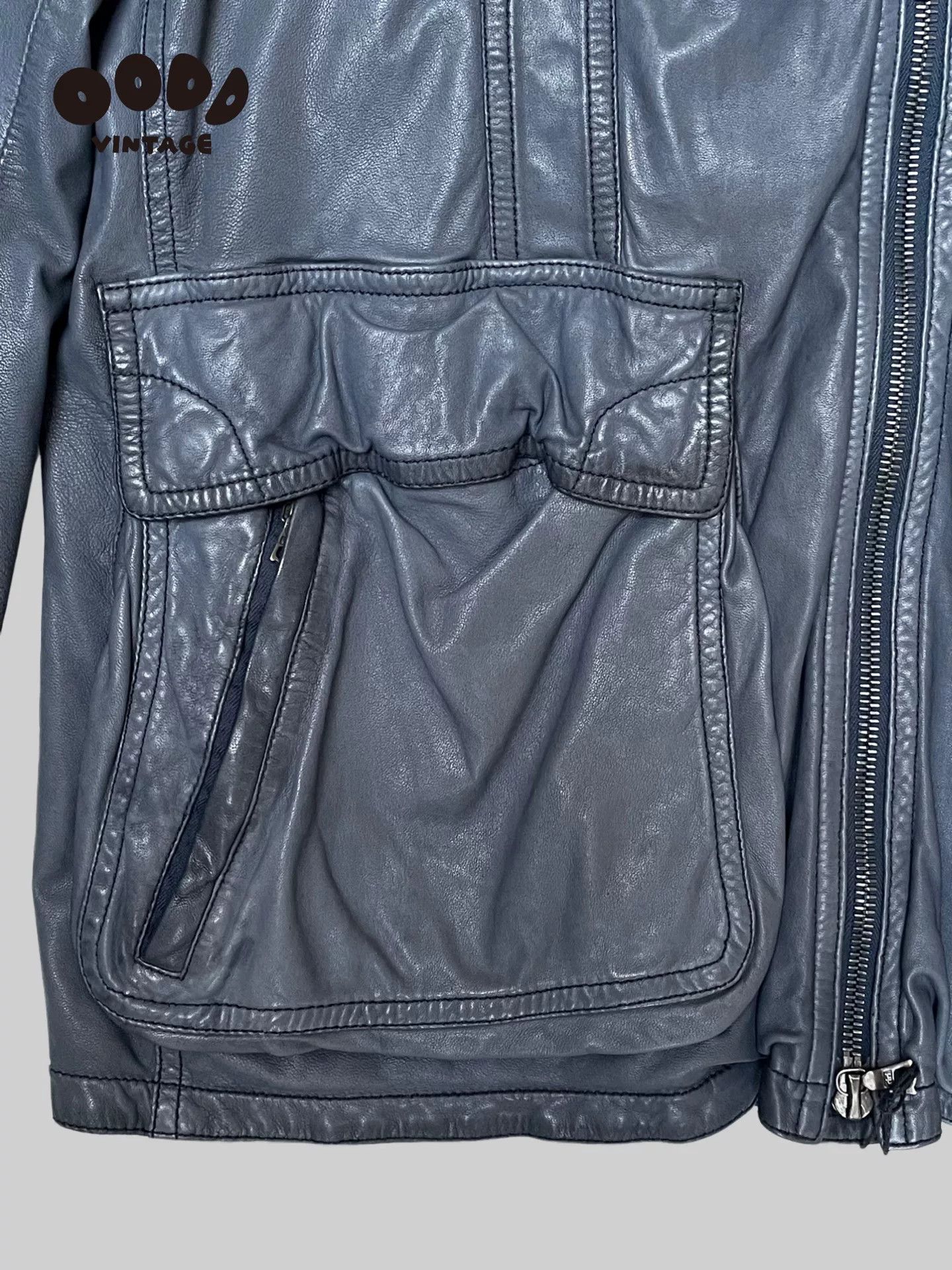 Neil Barrett Neil Barrett Blue Distressed Leather Jacket Size US M / EU 48-50 / 2 - 6 Thumbnail