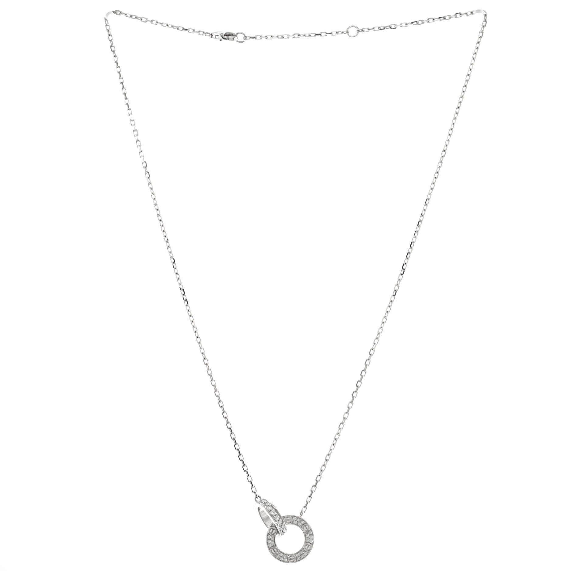 Cartier Love Interlocking Pave Necklace Size ONE SIZE - 2 Thumbnail