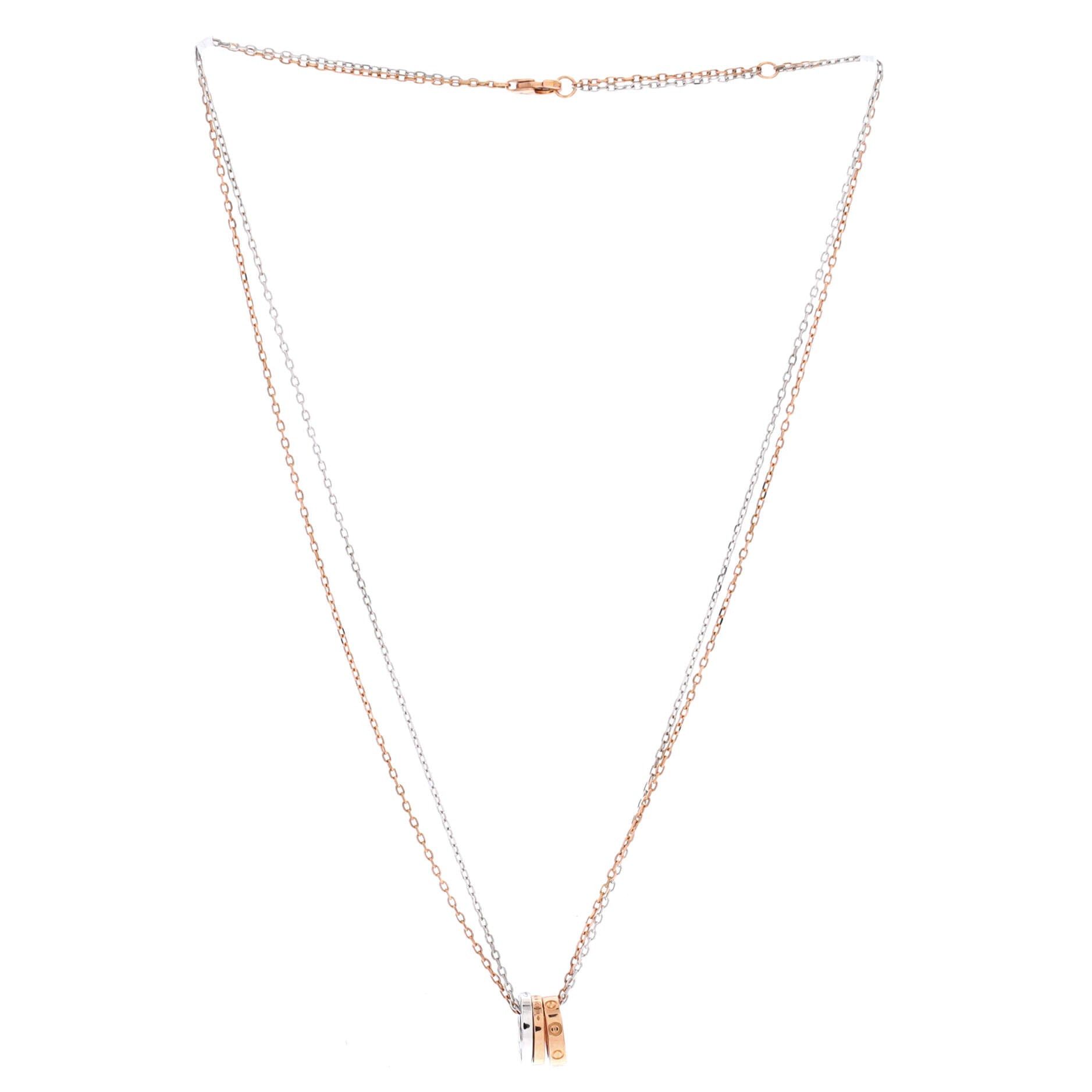 Cartier Love 3 Ring Pendant Necklace Size ONE SIZE - 3 Thumbnail