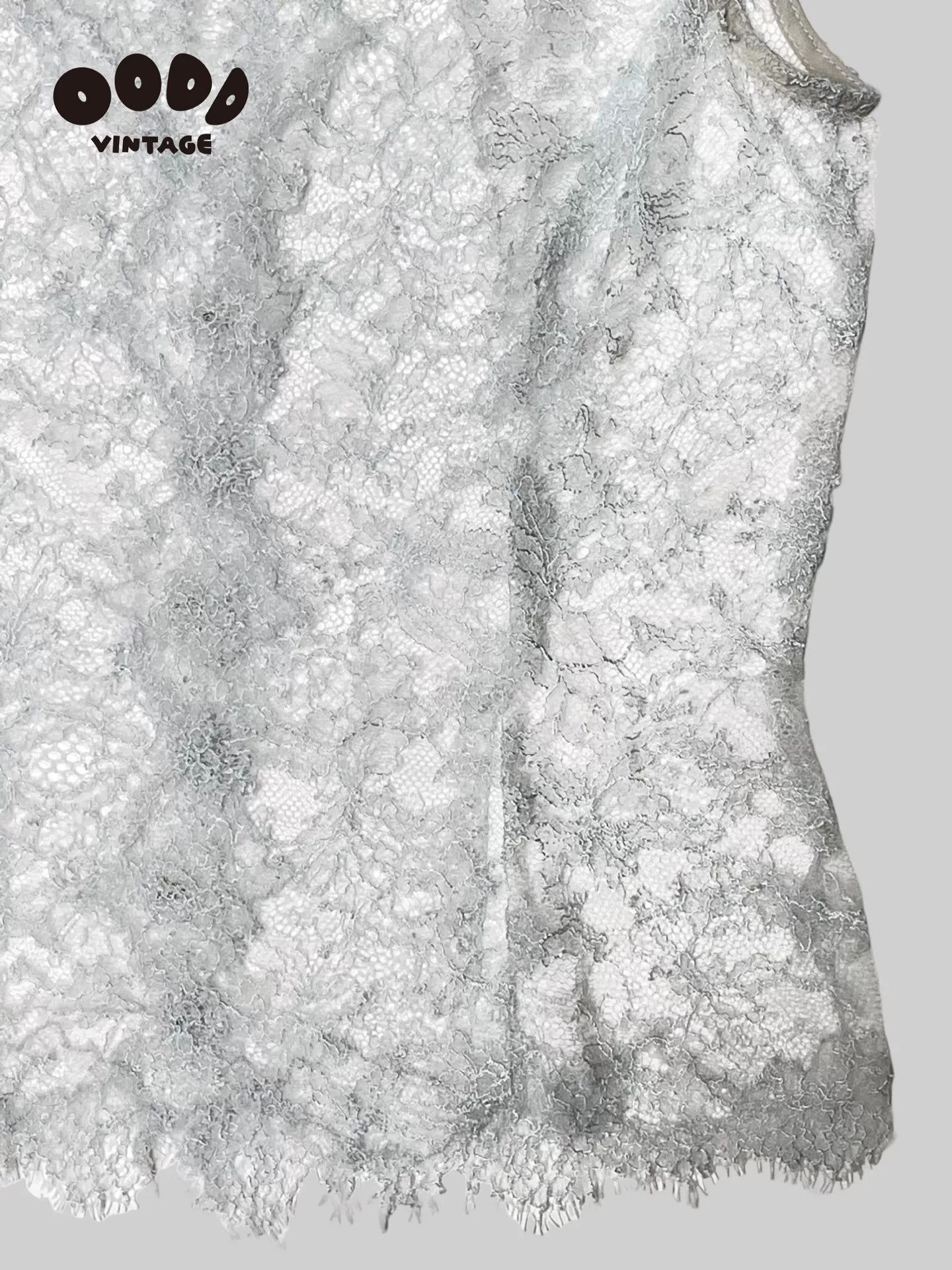 Monique Lhuillier White Lace Fringe Vest Top Size S / US 4 / IT 40 - 8 Thumbnail