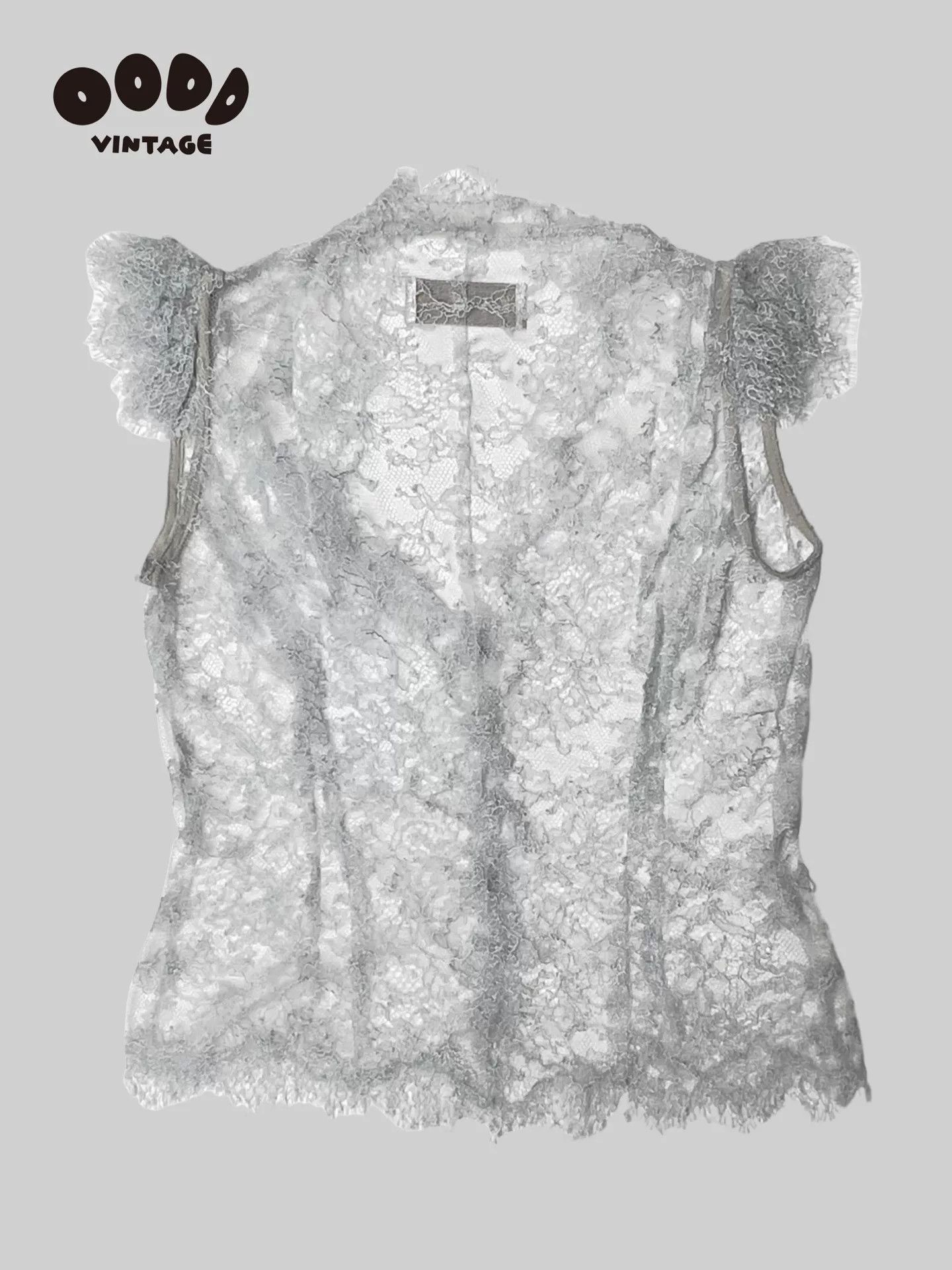 Monique Lhuillier White Lace Fringe Vest Top Size S / US 4 / IT 40 - 2 Thumbnail