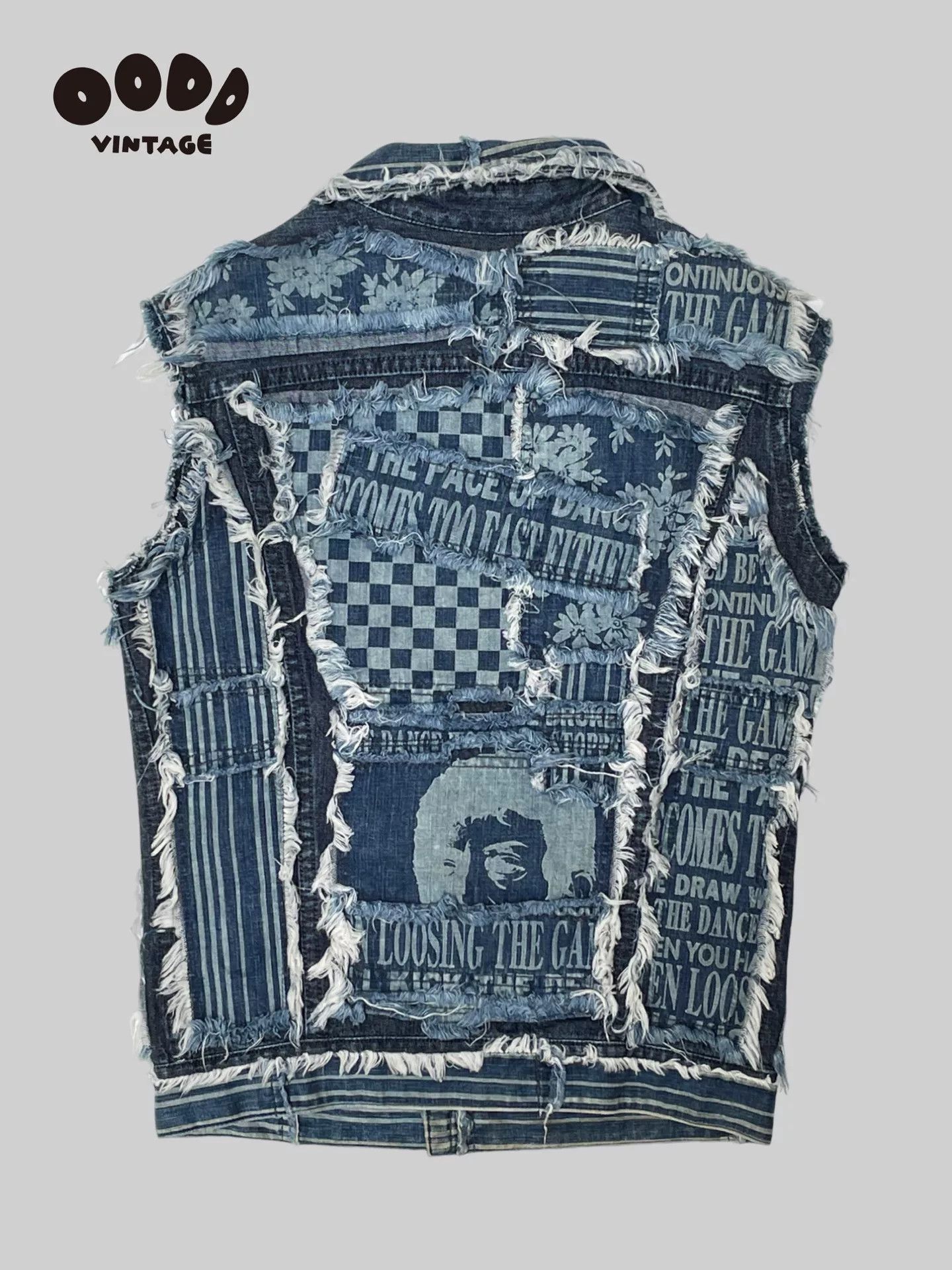TALKING ABOUT THE ABSTRACTION Destructed Patchwork Denim Vest Size US M / EU 48-50 / 2 - 2 Thumbnail