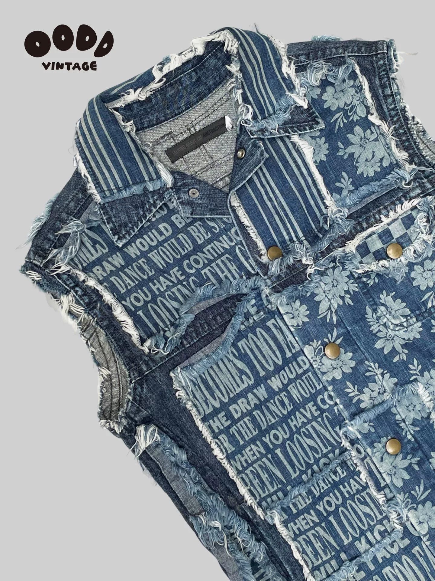 TALKING ABOUT THE ABSTRACTION Destructed Patchwork Denim Vest Size US M / EU 48-50 / 2 - 3 Thumbnail