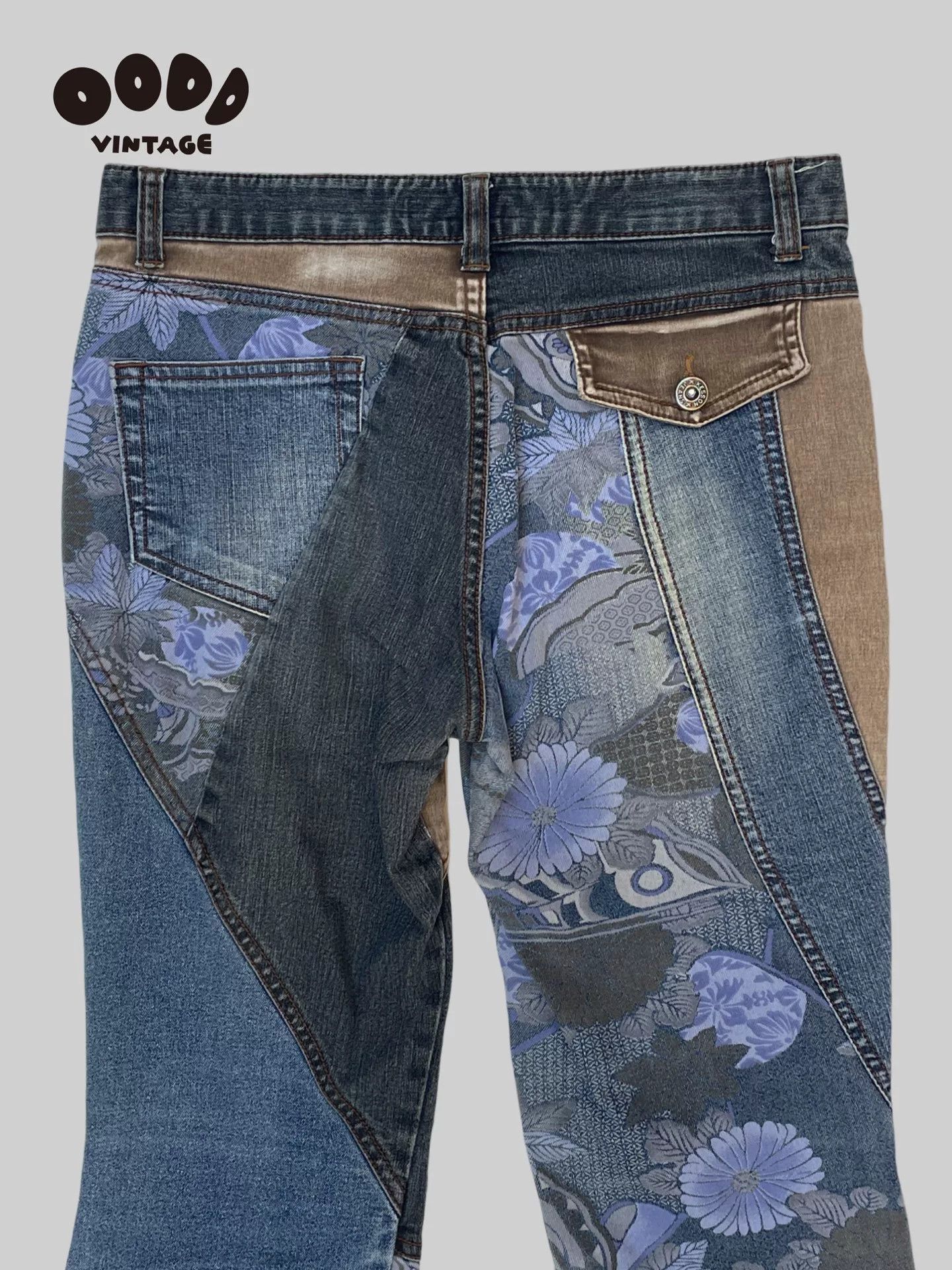 5351 POUR LES FEMMES 00s Patchwork Flared Denim Pants Size 24" / US 00 / IT 34 - 4 Thumbnail
