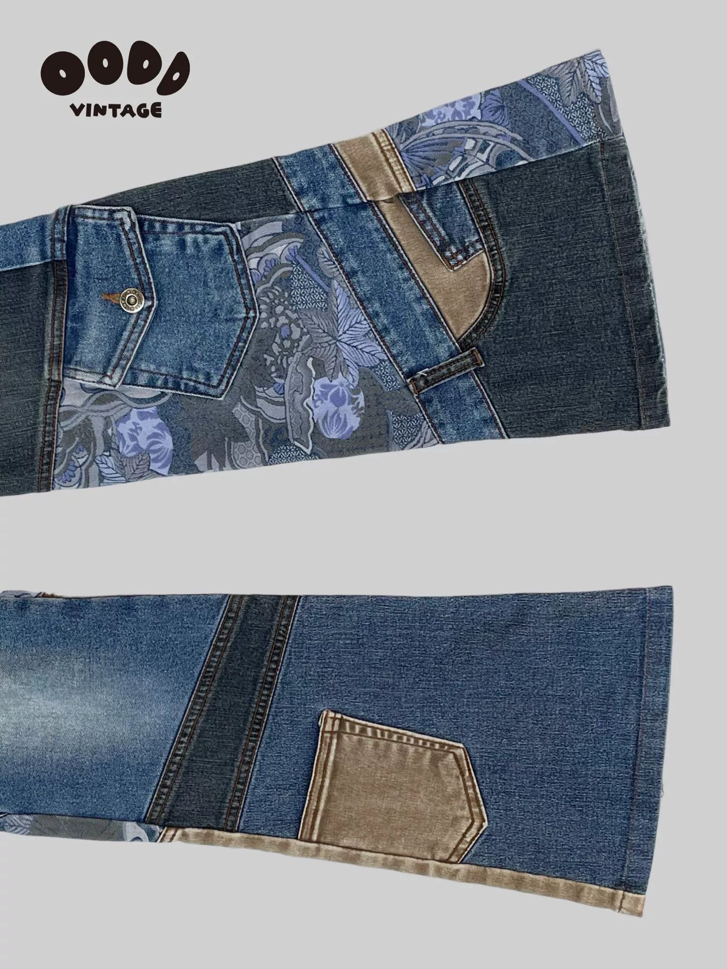 5351 POUR LES FEMMES 00s Patchwork Flared Denim Pants Size 24" / US 00 / IT 34 - 6 Thumbnail