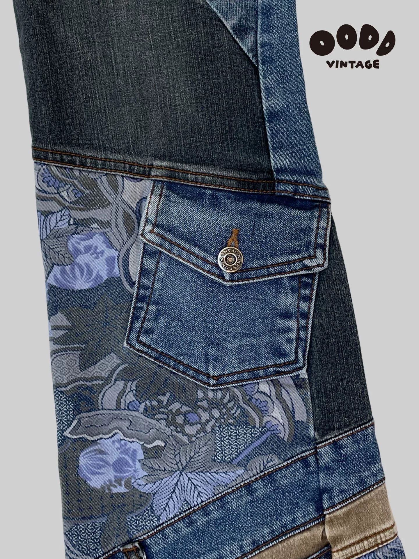 5351 POUR LES FEMMES 00s Patchwork Flared Denim Pants Size 24" / US 00 / IT 34 - 8 Thumbnail