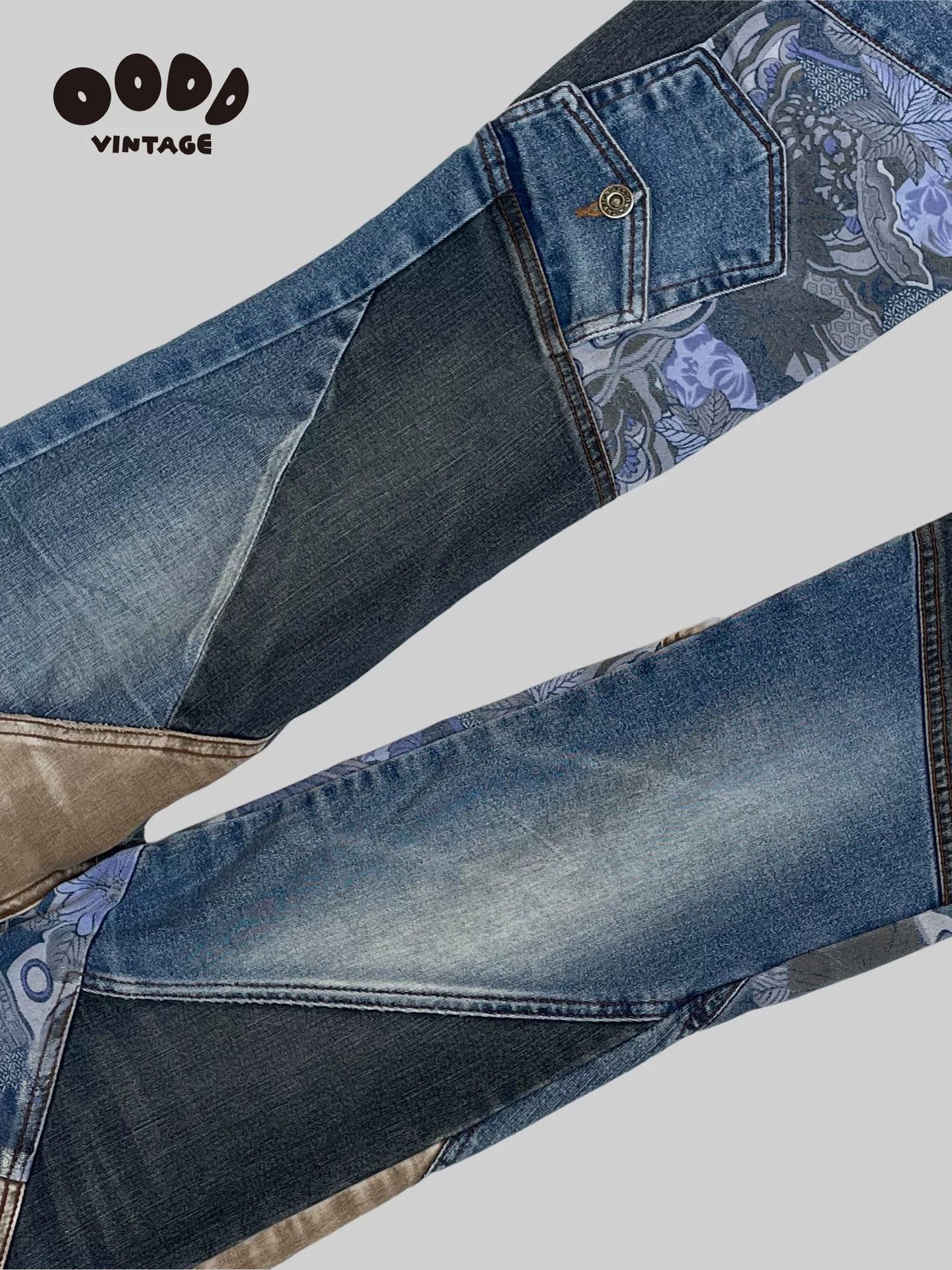 5351 POUR LES FEMMES 00s Patchwork Flared Denim Pants Size 24" / US 00 / IT 34 - 7 Thumbnail