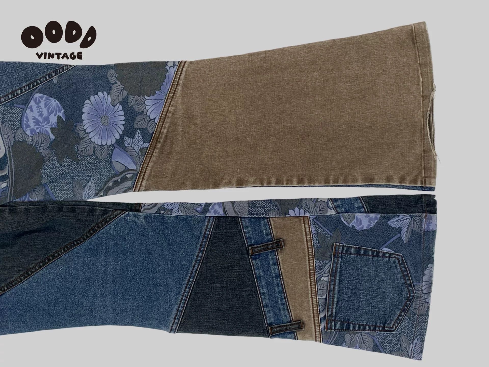 5351 POUR LES FEMMES 00s Patchwork Flared Denim Pants Size 24" / US 00 / IT 34 - 5 Thumbnail