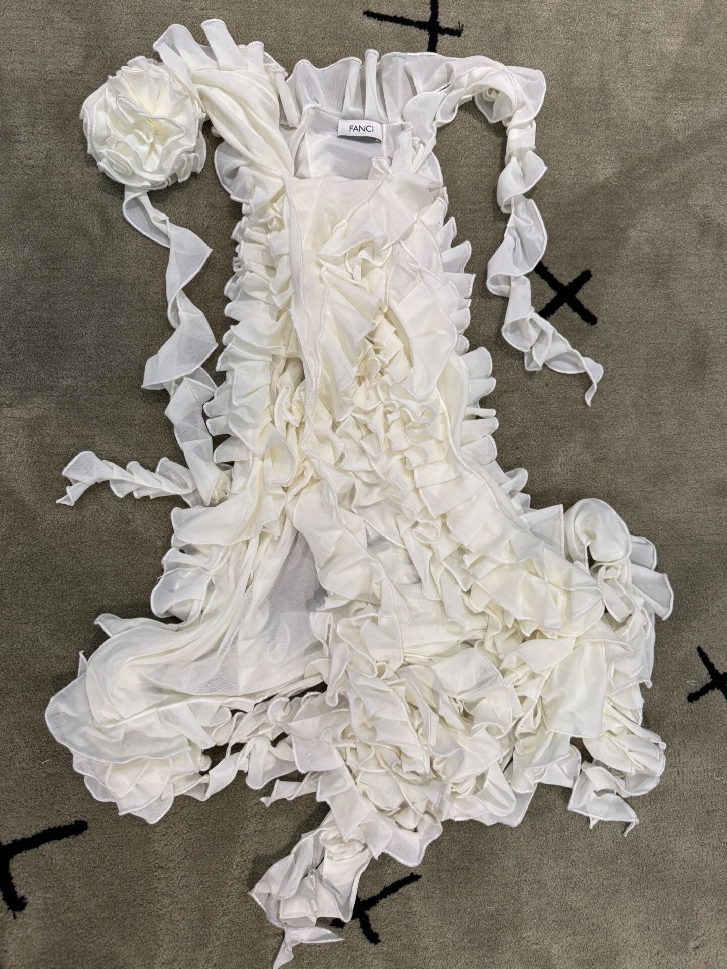 Fanci Club Faci Club Ruffle Cream Chiffon Dress Size S / US 4 / IT 40 - 3 Thumbnail