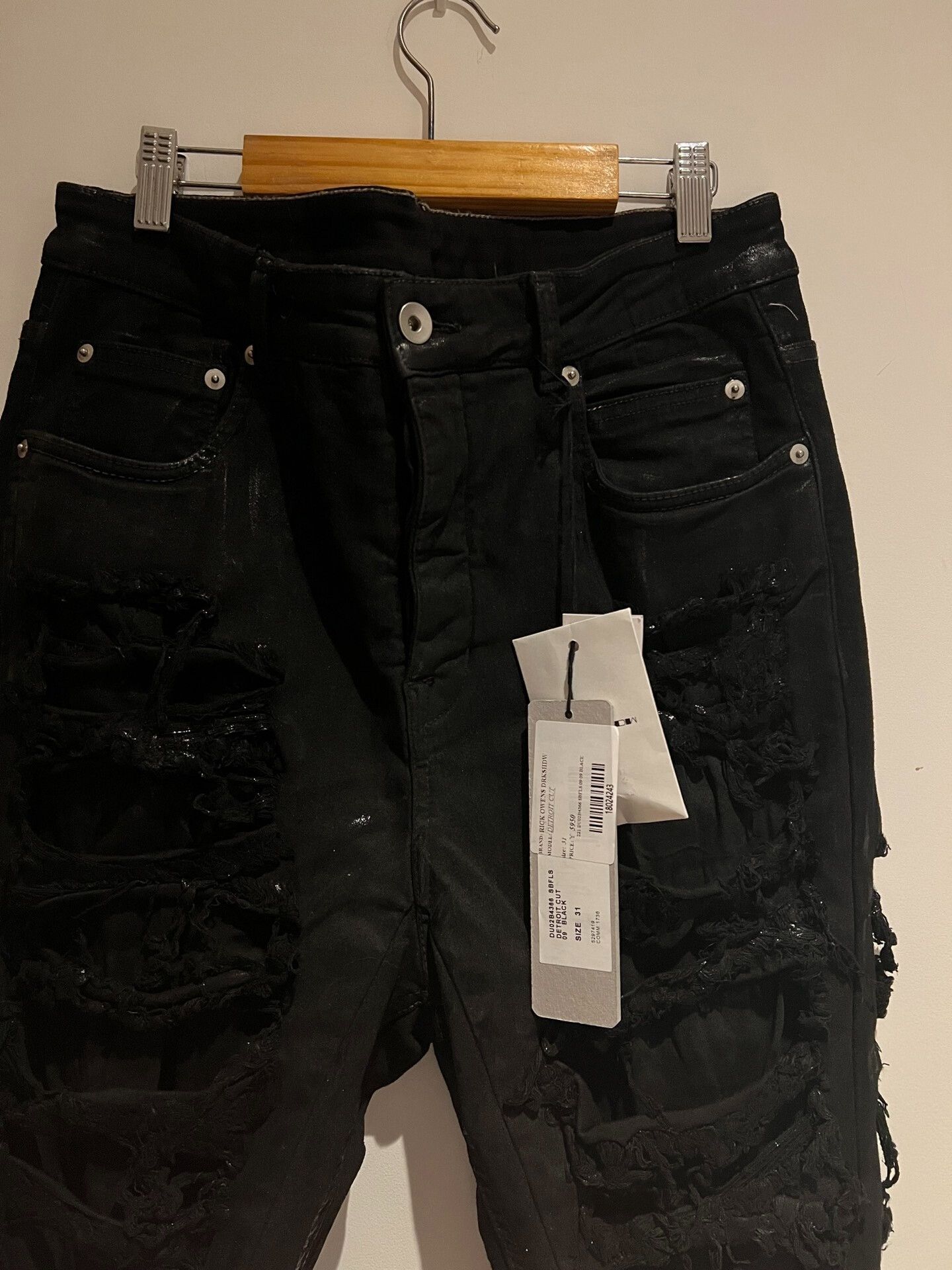 Rick Owens Drkshdw Rick Owens Drkshdw Black Distressed Jeans Size US 31 - 5 Thumbnail