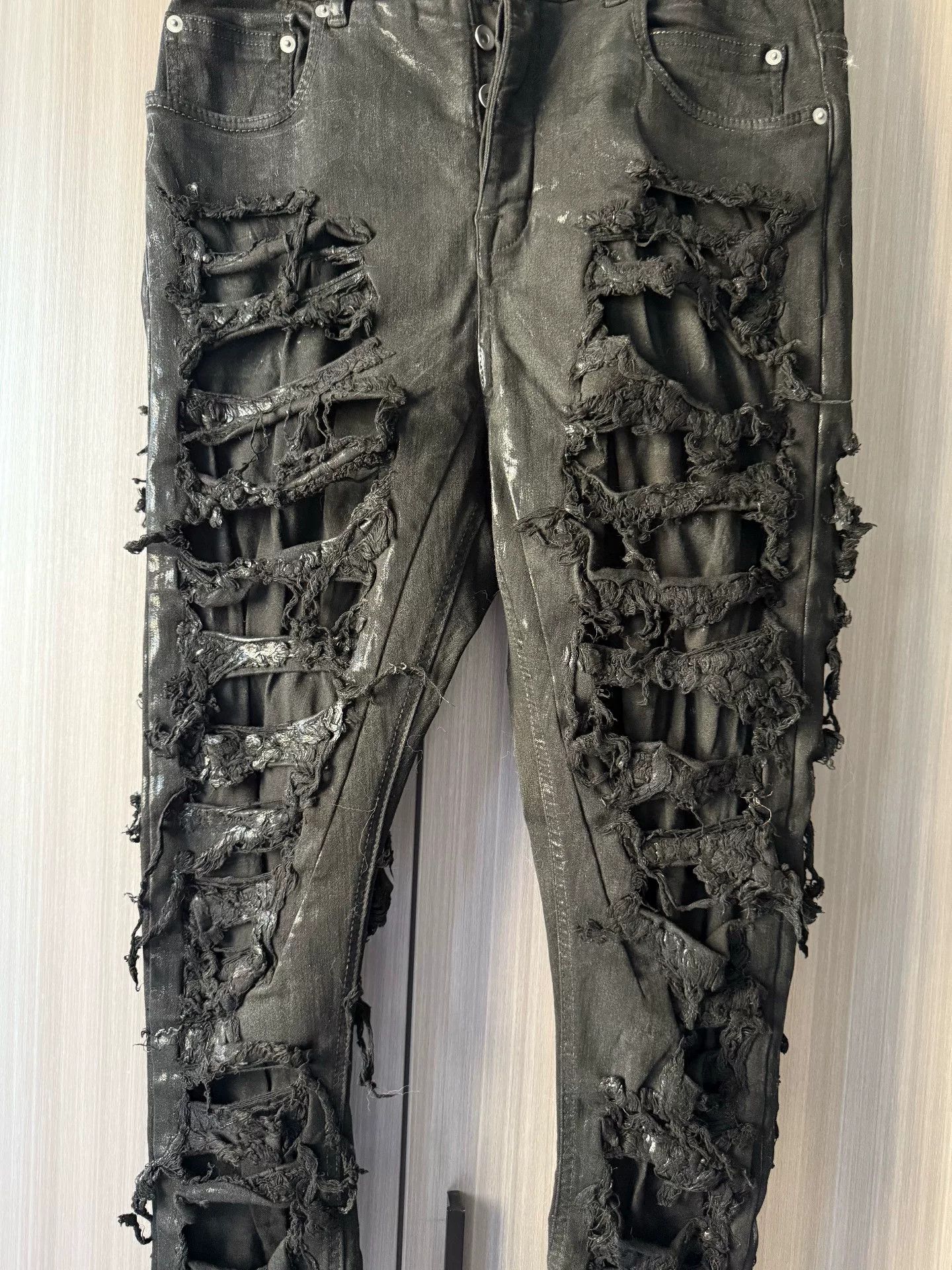 Rick Owens Drkshdw Rick Owens Drkshdw Black Distressed Jeans Size US 31 - 2 Thumbnail