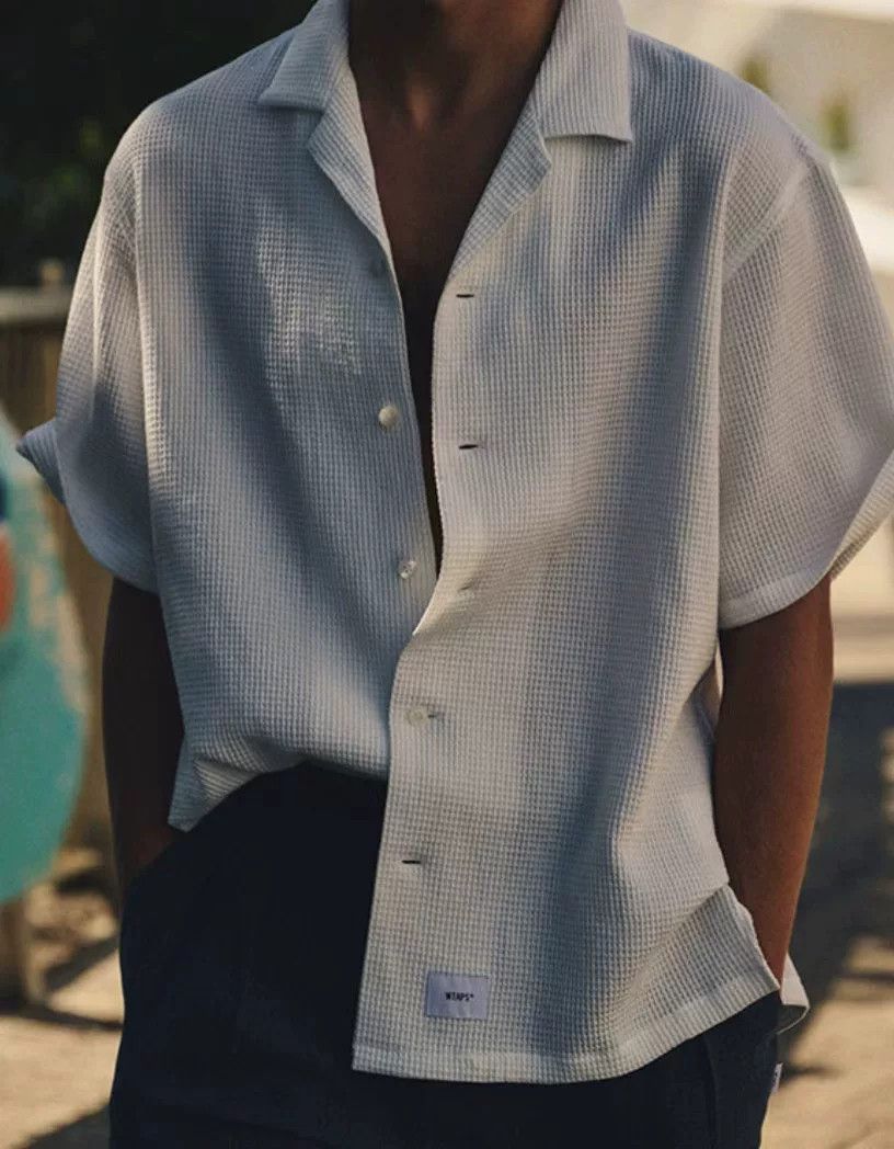 Wtaps White Waffles Cotton Shirt by WTAPS Size L / US 10 / IT 46 - 3 Thumbnail