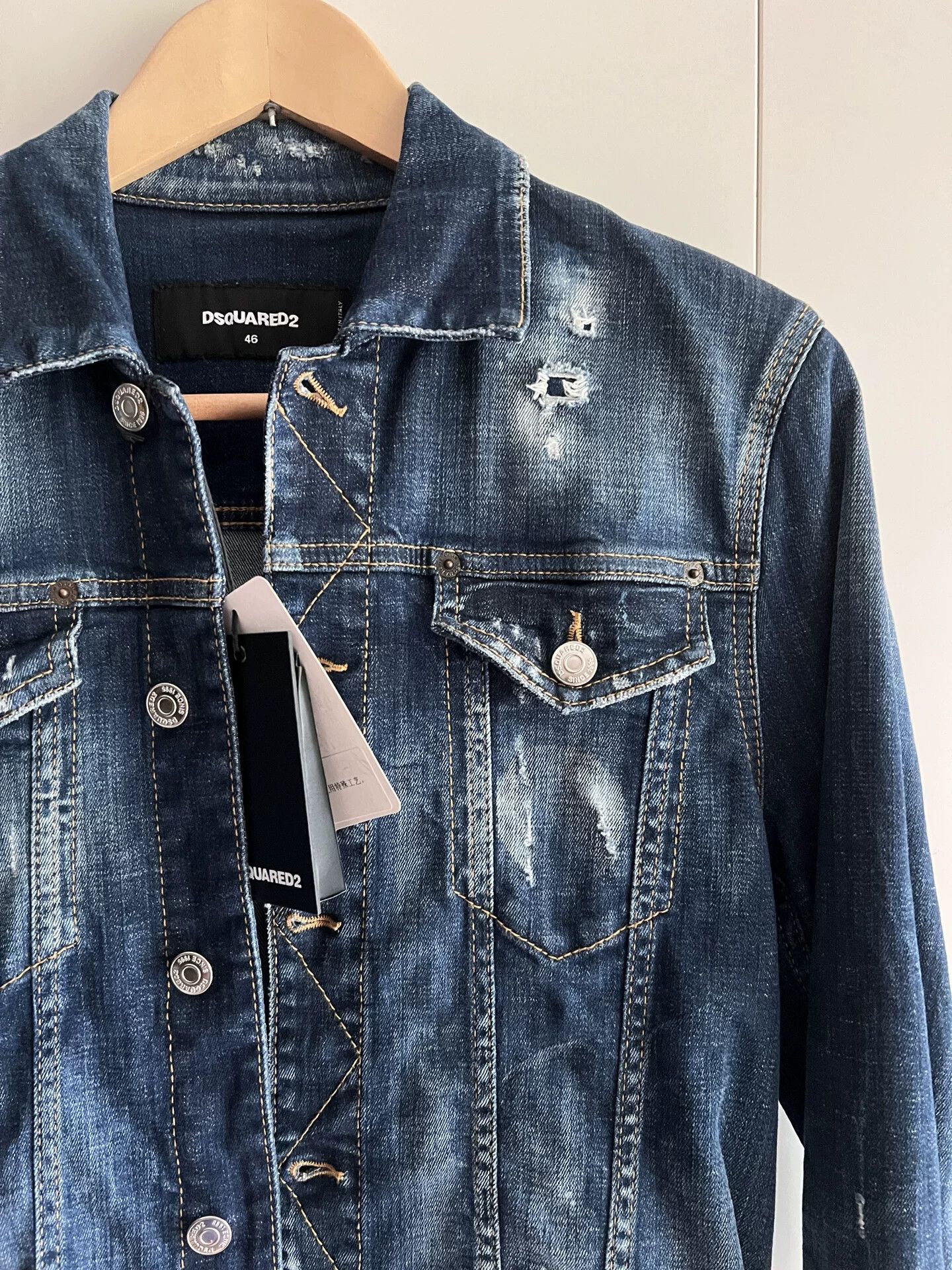 Dsquared2 Dsquared2 Men's Distressed Denim Jacket Size US S / EU 44-46 / 1 - 2 Thumbnail