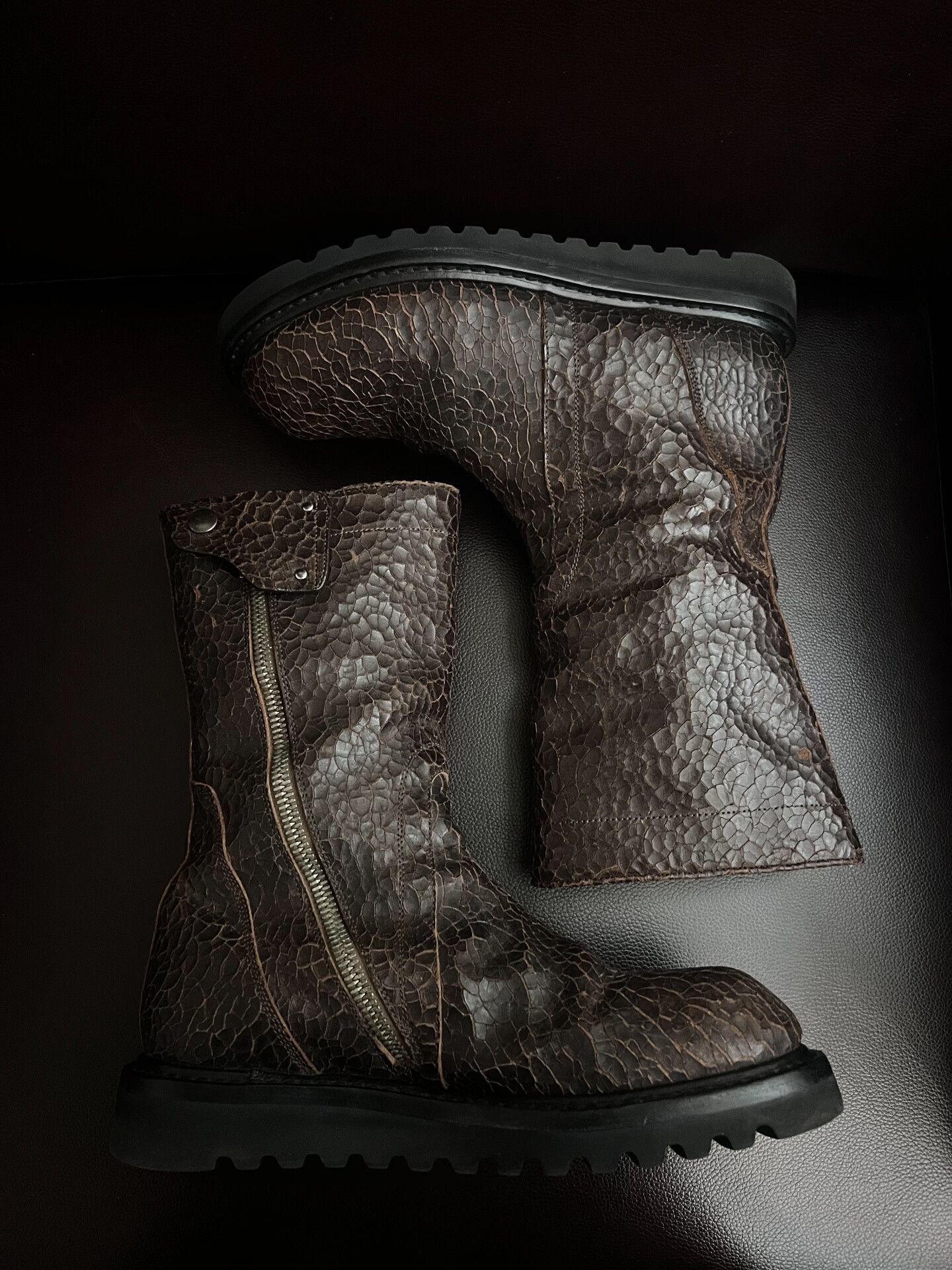 Rick Owens Rick Owens Cracked Leather Military Boots Size US 7 / EU 40 - 2 Thumbnail