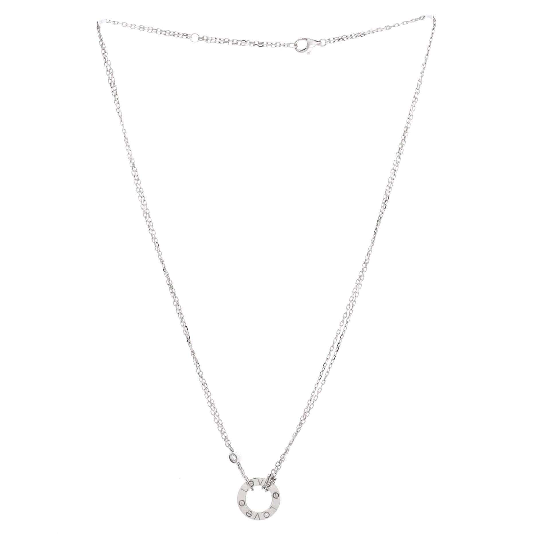 Cartier 2 Diamonds Love Pendant Necklace Size ONE SIZE - 2 Thumbnail