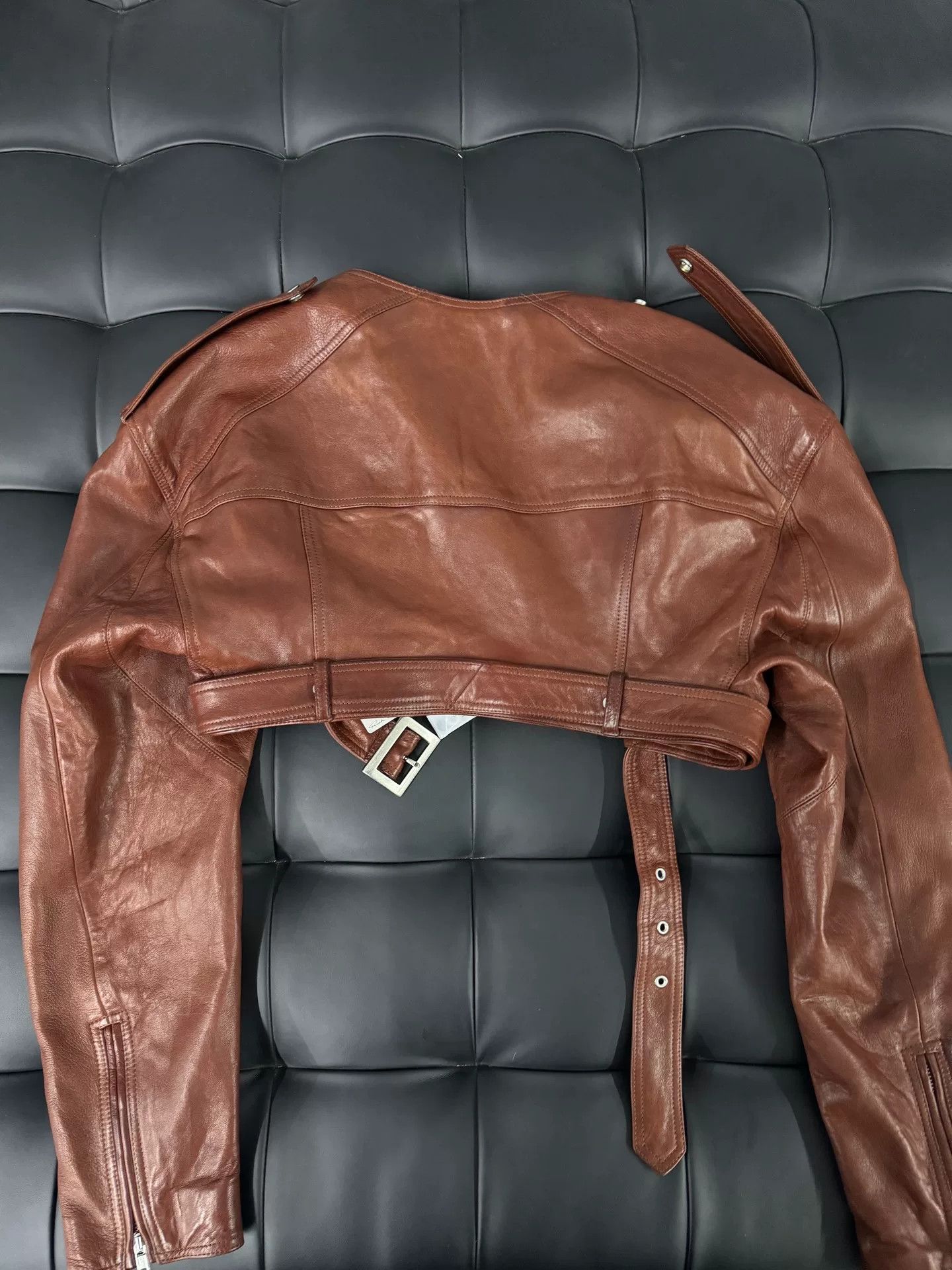 Rick Owens Rick Owens Burgundy Leather Biker Jacket Size S / US 4 / IT 40 - 2 Thumbnail