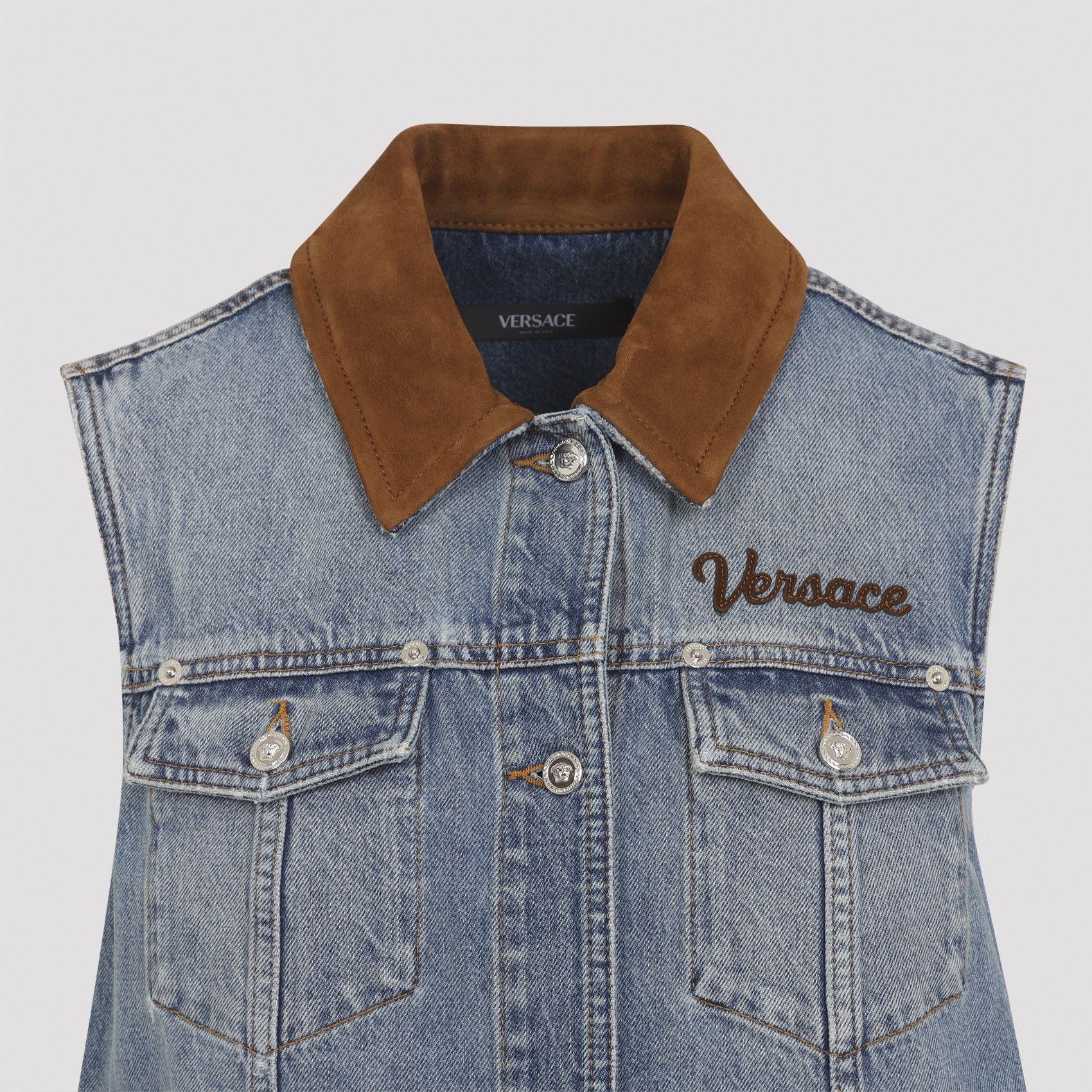 Versace Versace Denim Stone Wash Dress Size S / US 4 / IT 40 - 2 Thumbnail