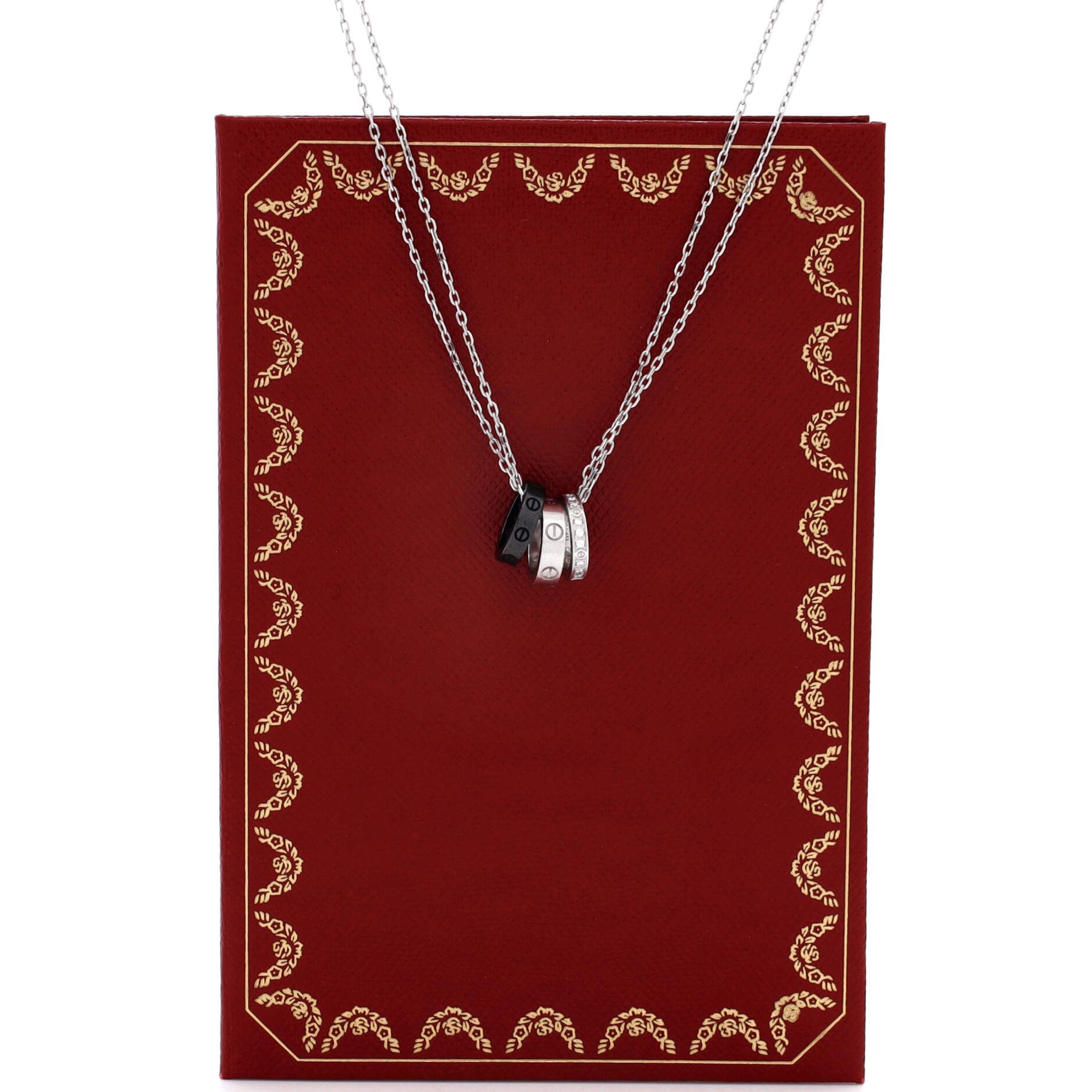 Cartier Love 3 Ring Pendant Necklace Size ONE SIZE - 2 Thumbnail