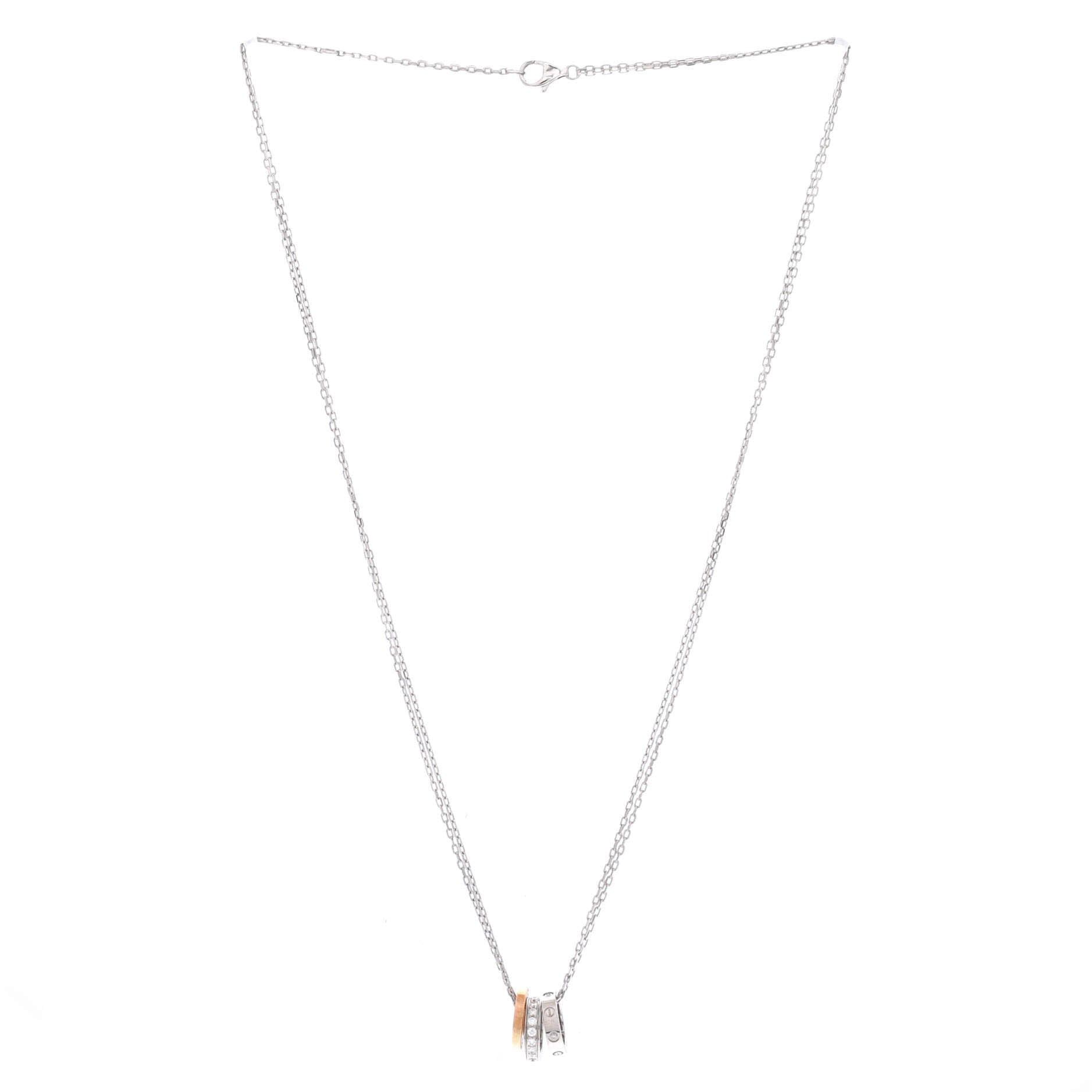 Cartier Love 3 Ring Pendant Necklace Size ONE SIZE - 2 Thumbnail