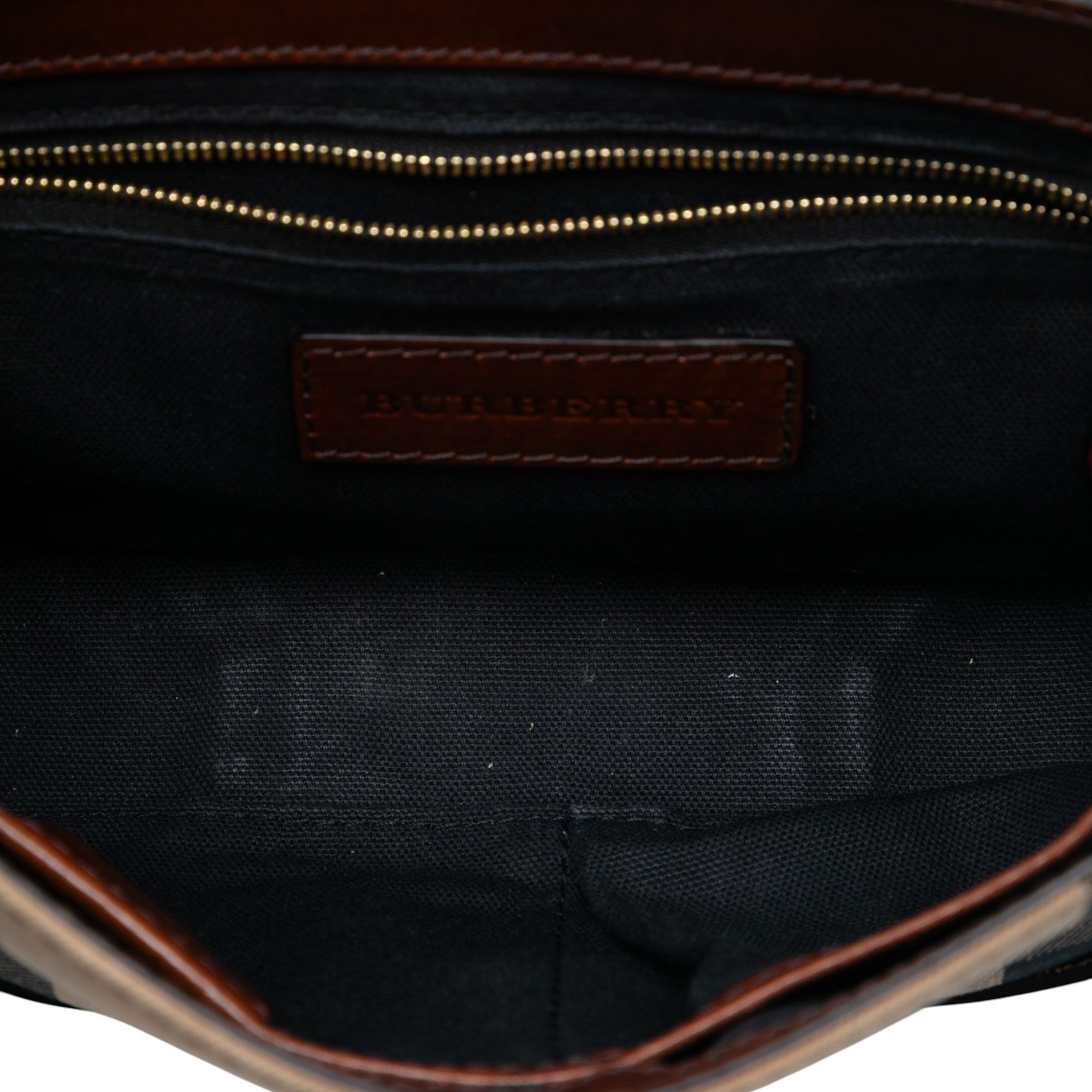 Burberry Burberry Leather and House Check Canvas Bridle Abbott Crossbody Size ONE SIZE - 4 Thumbnail