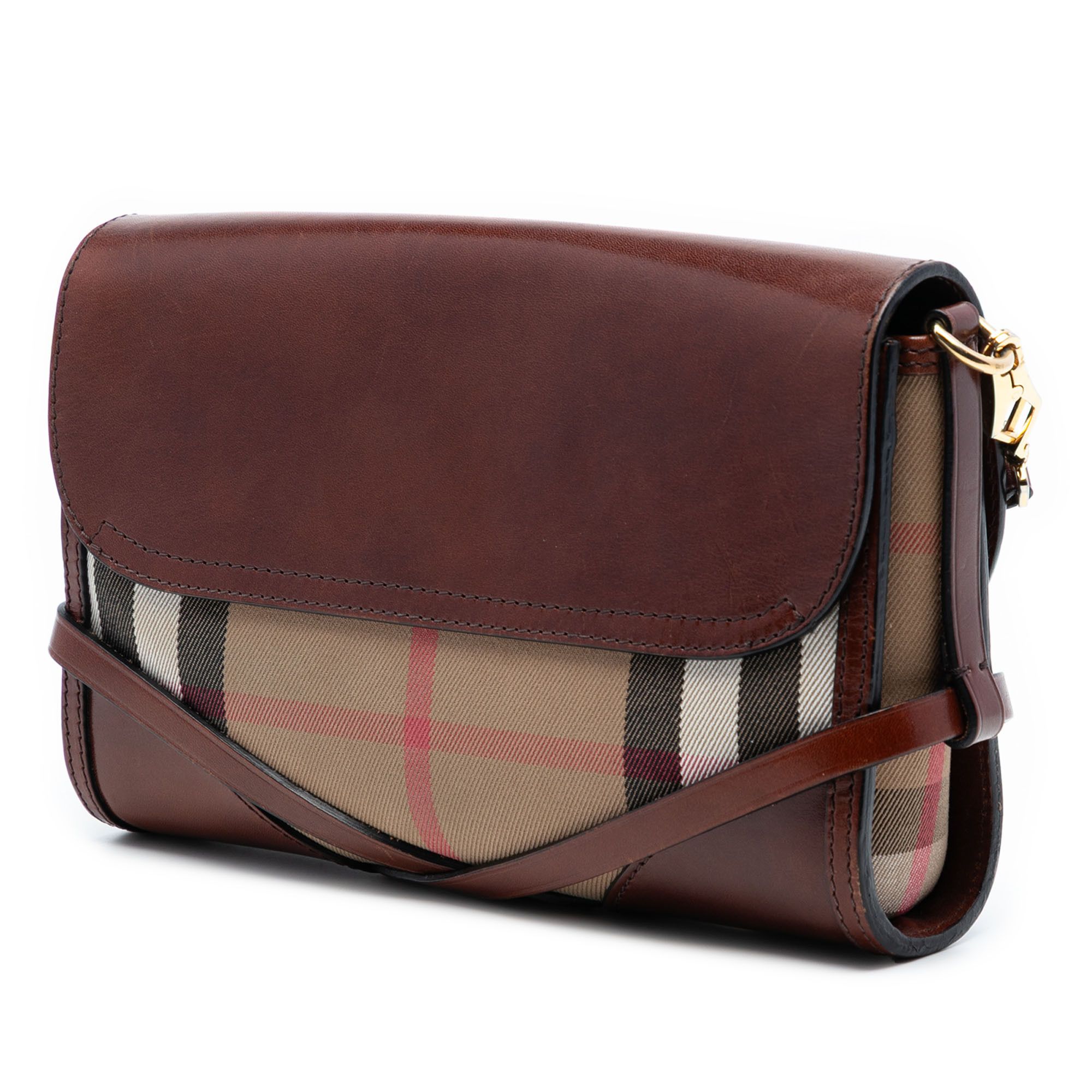 Burberry Burberry Leather and House Check Canvas Bridle Abbott Crossbody Size ONE SIZE - 2 Thumbnail
