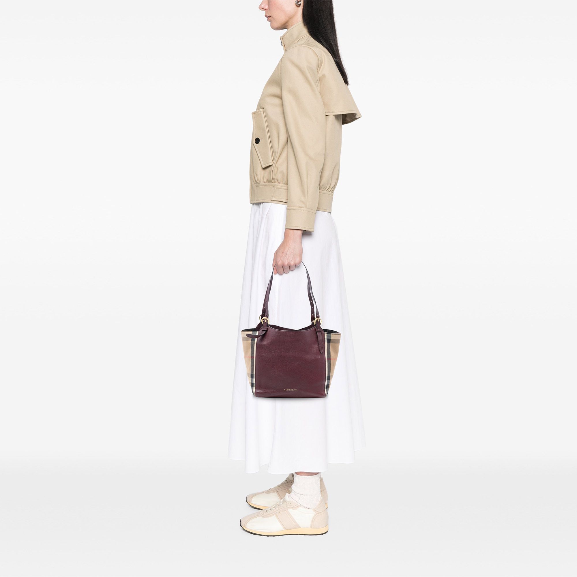 Burberry Burberry Small Leather and House Check Canvas Canterbury Tote Size ONE SIZE - 7 Thumbnail