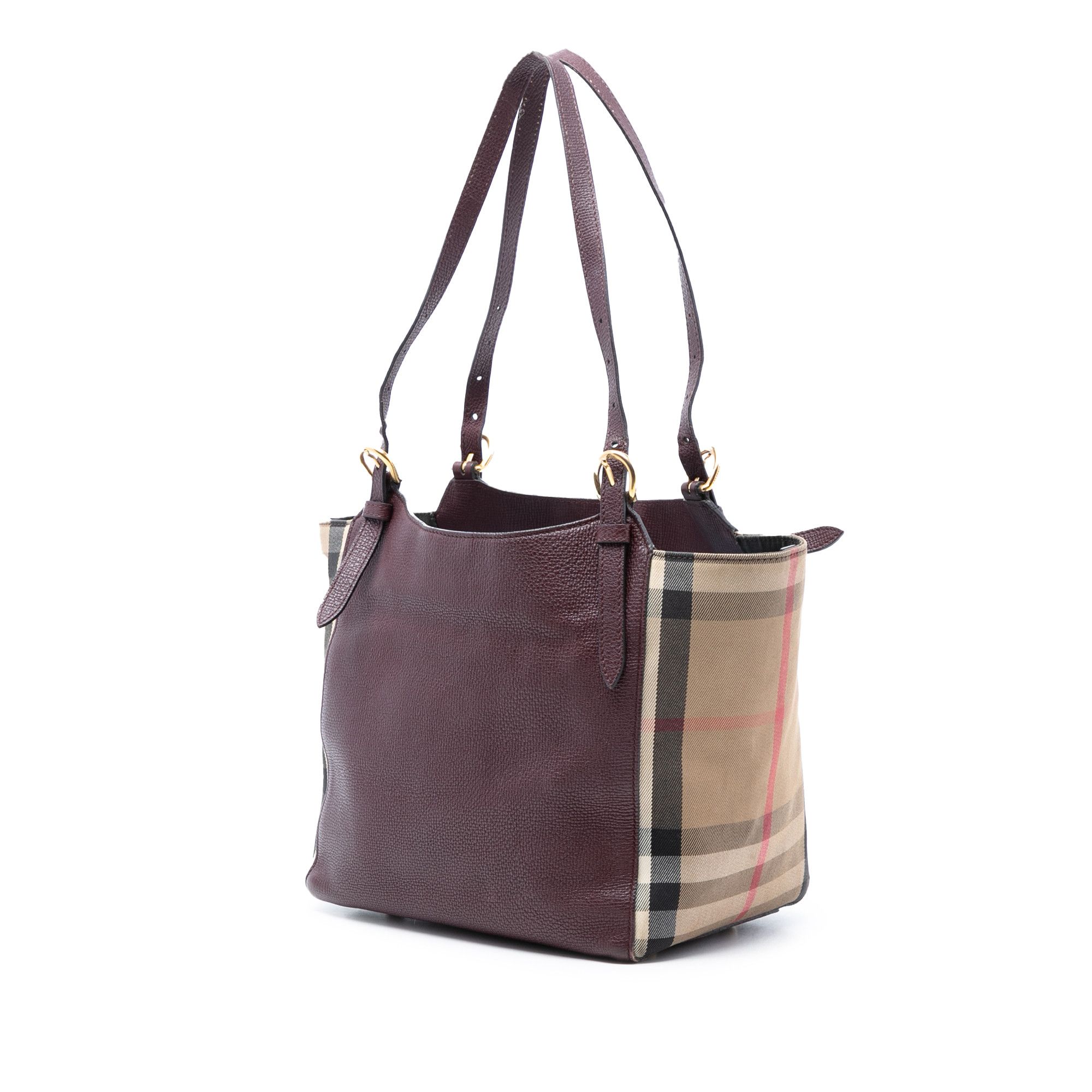 Burberry Burberry Small Leather and House Check Canvas Canterbury Tote Size ONE SIZE - 2 Thumbnail