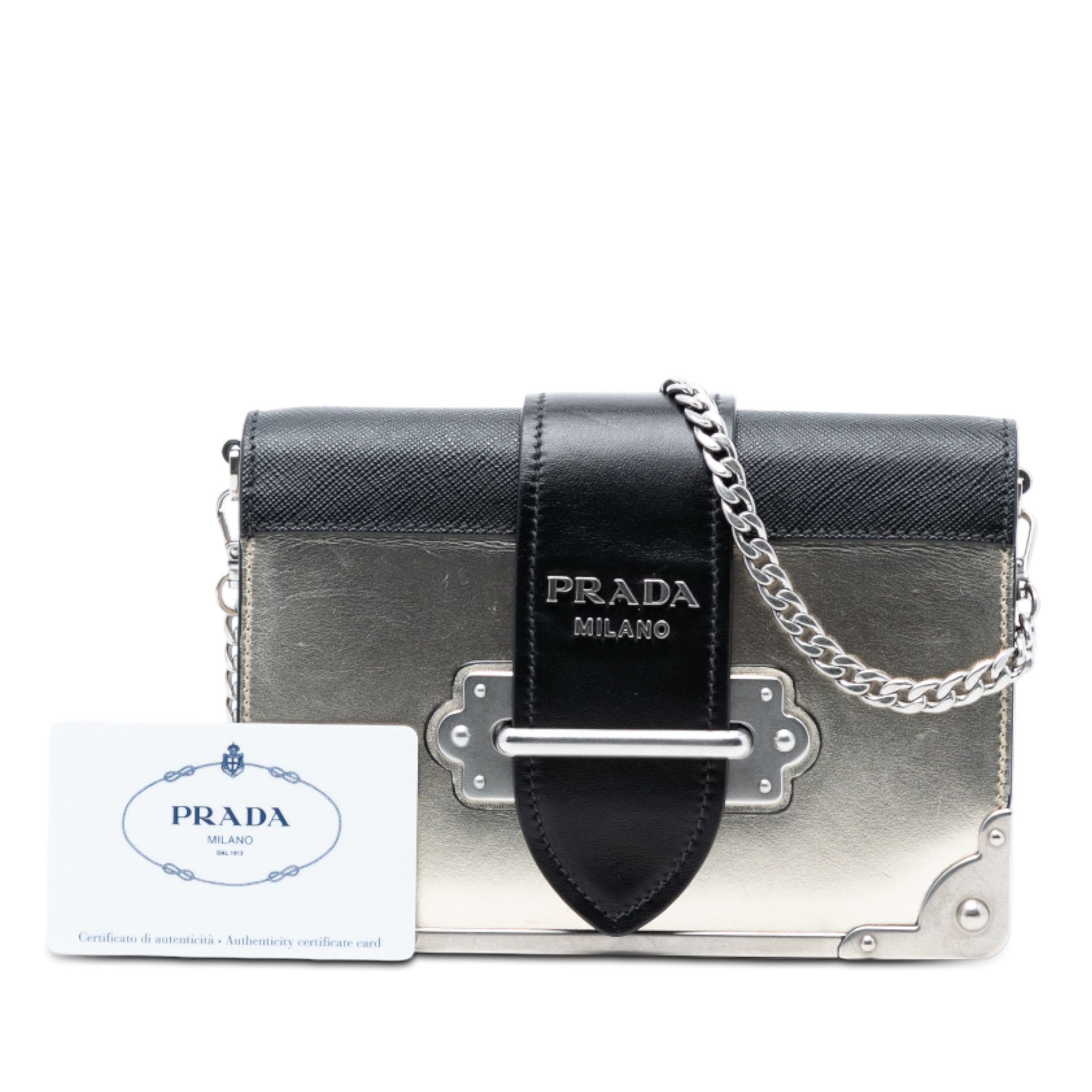 Prada Prada Saffiano Trimmed Metallic Vitello Cahier Bag Size ONE SIZE - 7 Thumbnail